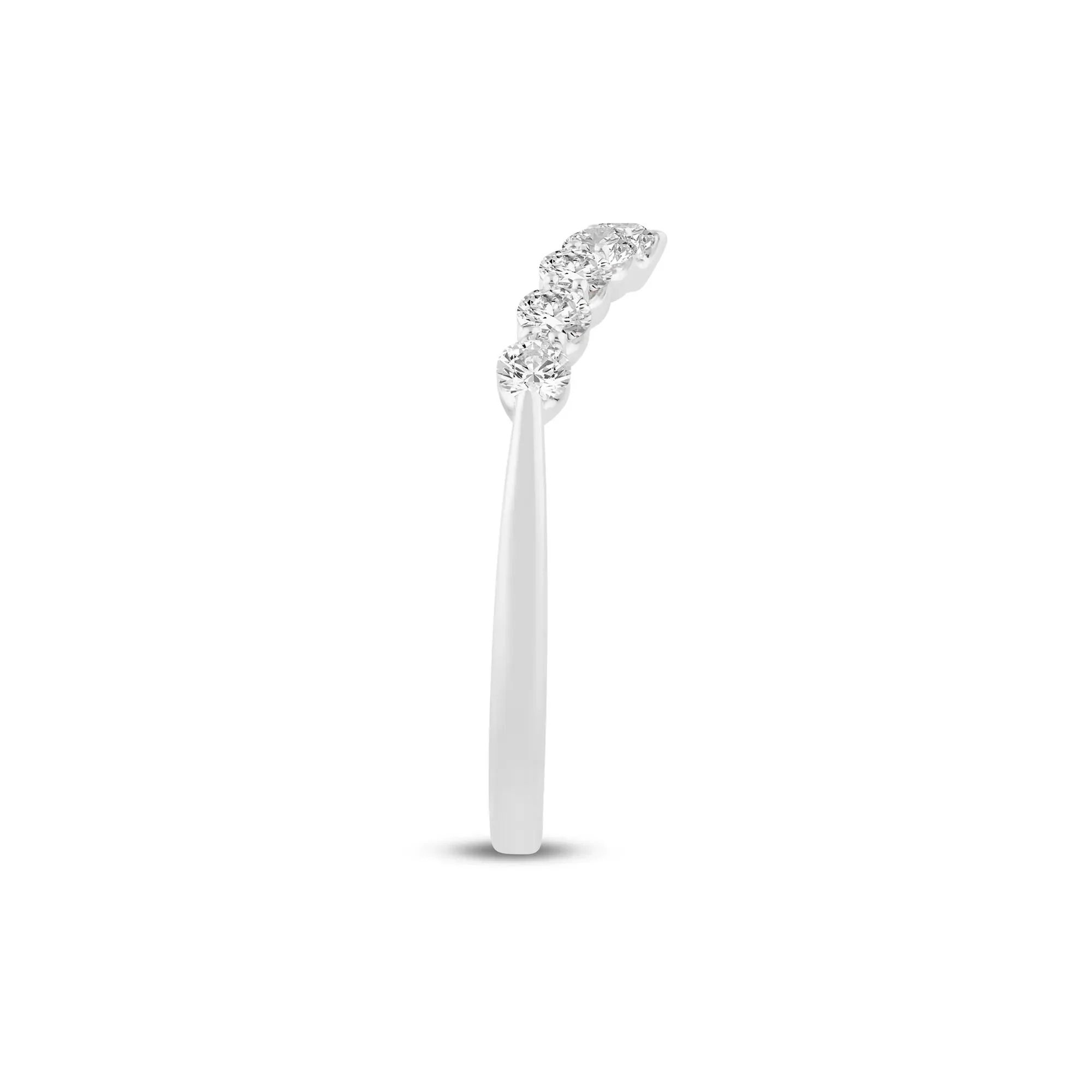 1/2 CT. Tw. Lab Grown Diamond Chevron Band Ring 14K White Gold Round Brilliant Cut Size 5.5 1mm - Image 3