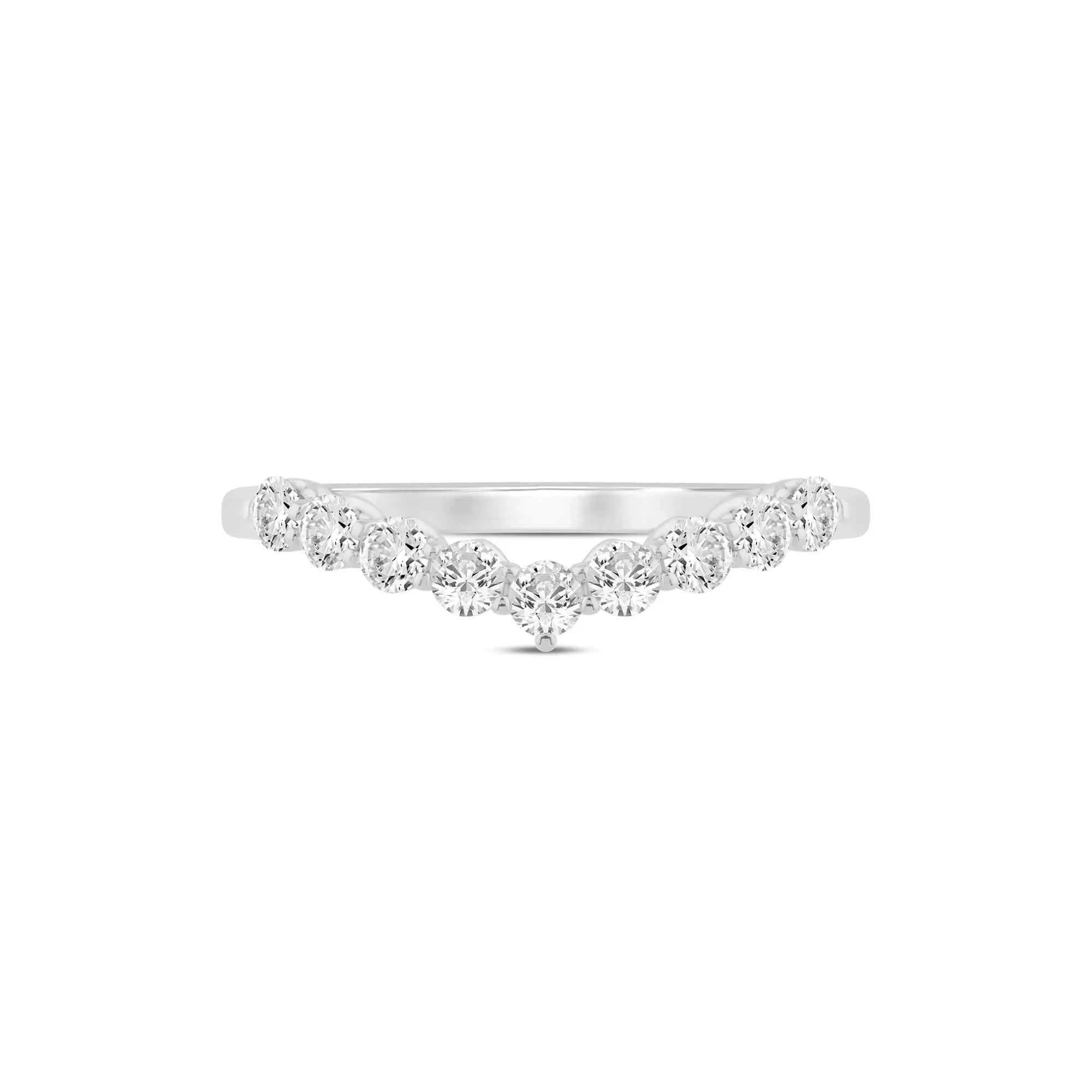 1/2 CT. Tw. Lab Grown Diamond Chevron Band Ring 14K White Gold Round Brilliant Cut Size 7.5 1mm