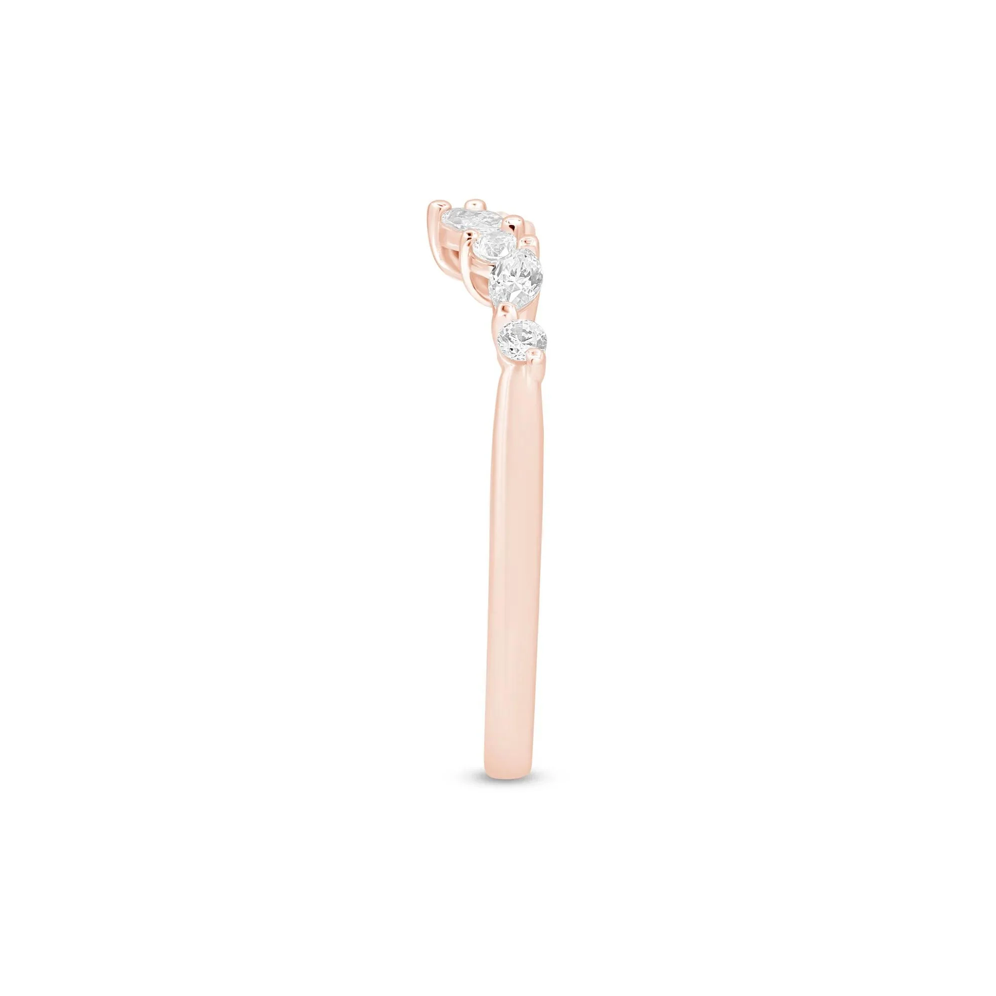 1/3 CT. Tw. Diamond Chevron Band Ring 14K Rose Gold Size 5 1mm - Image 3