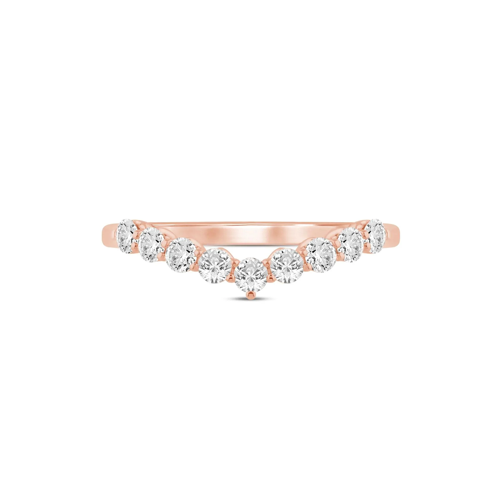 1/2 CT. Tw. Lab Grown Diamond Chevron Band Ring 14K Rose Gold Round Brilliant Cut Size 5.5 1mm