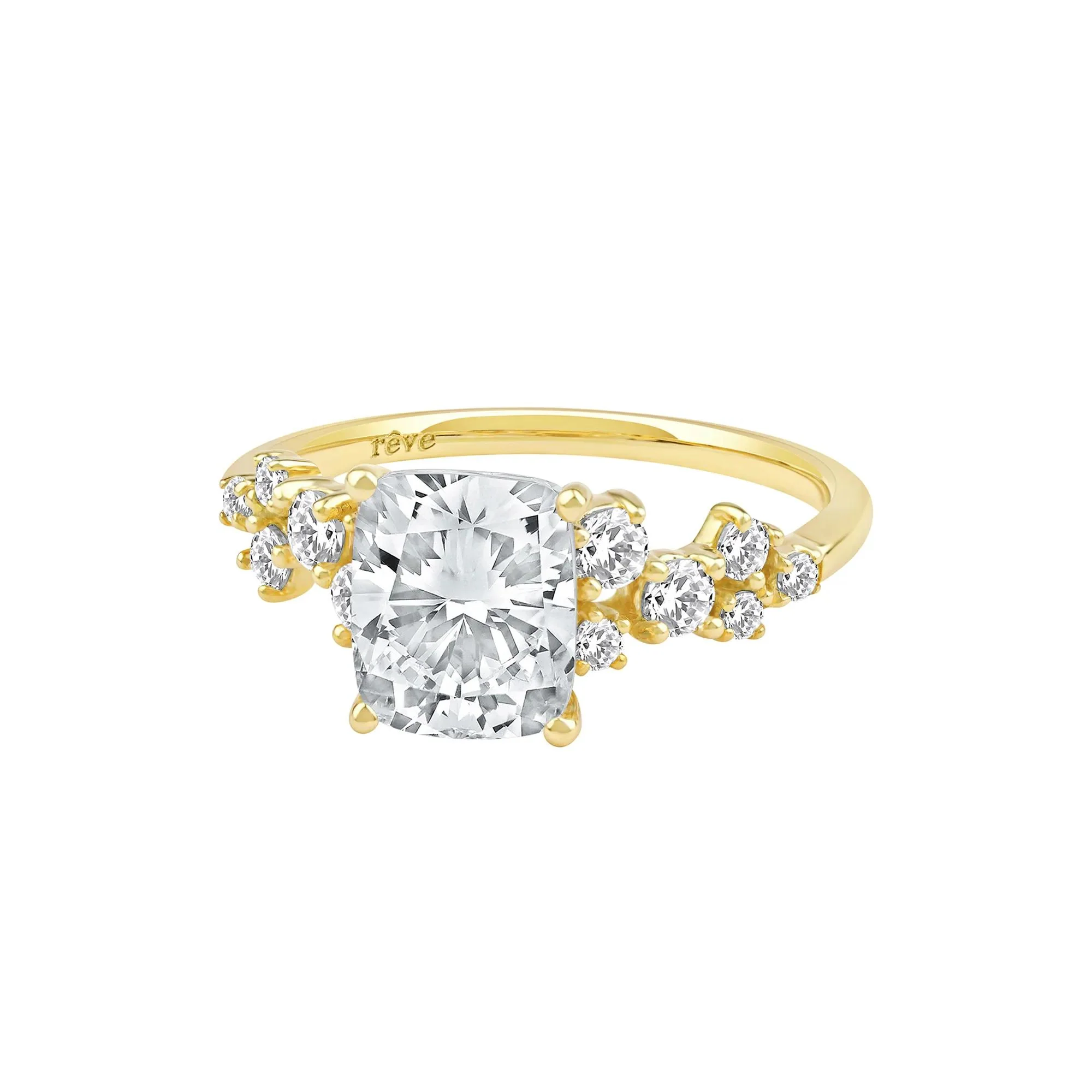 2 1/2 CT. Tw. Lab Grown Diamond Elongated Cushion-Cut Engagement Ring 14K Yellow Gold Size 7.5 2mm - Image 5