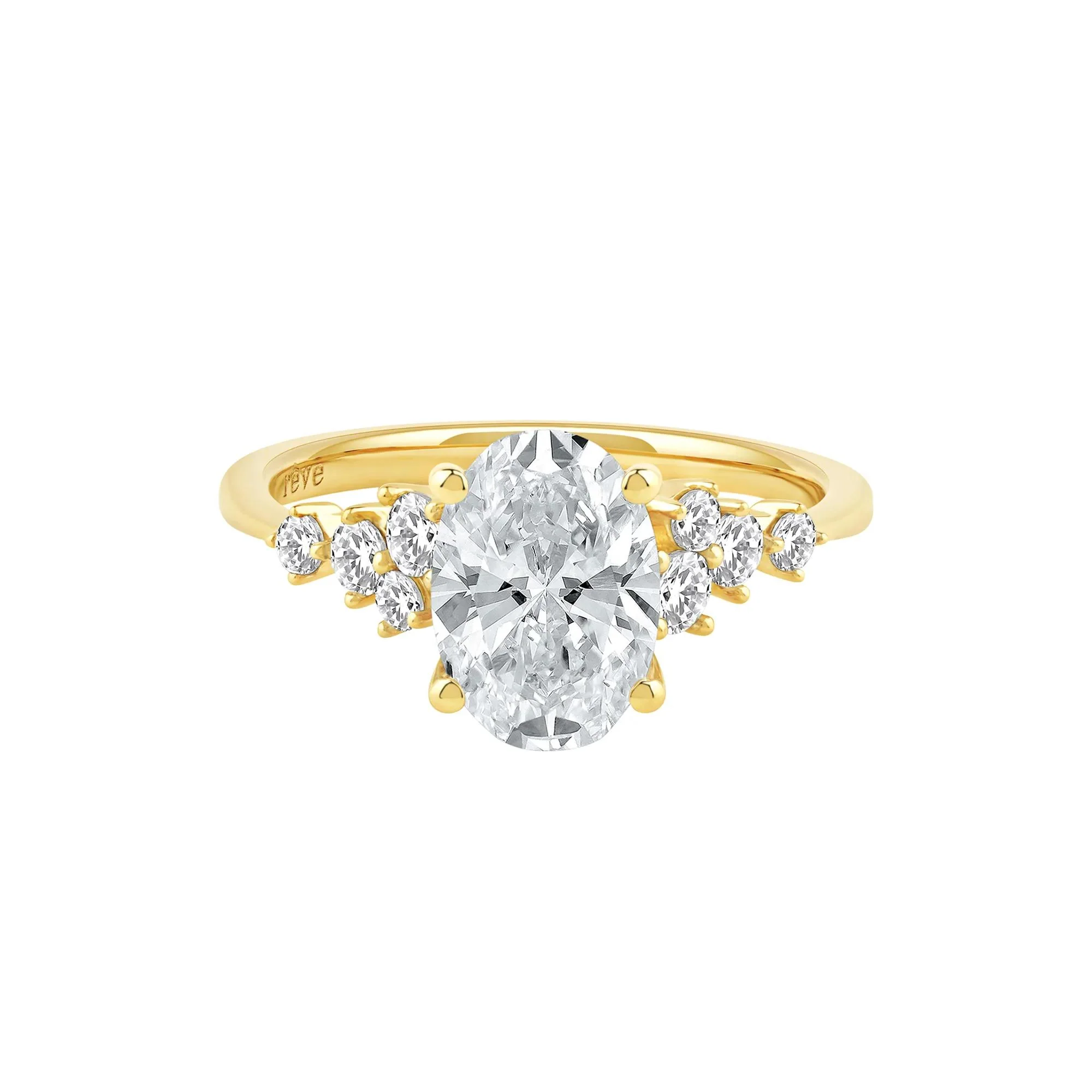 2 1/2 CT. Tw. Lab Grown Diamond Oval-Shaped Engagement Ring 14K Yellow Gold Round Brilliant Cut Size 7.5 2mm