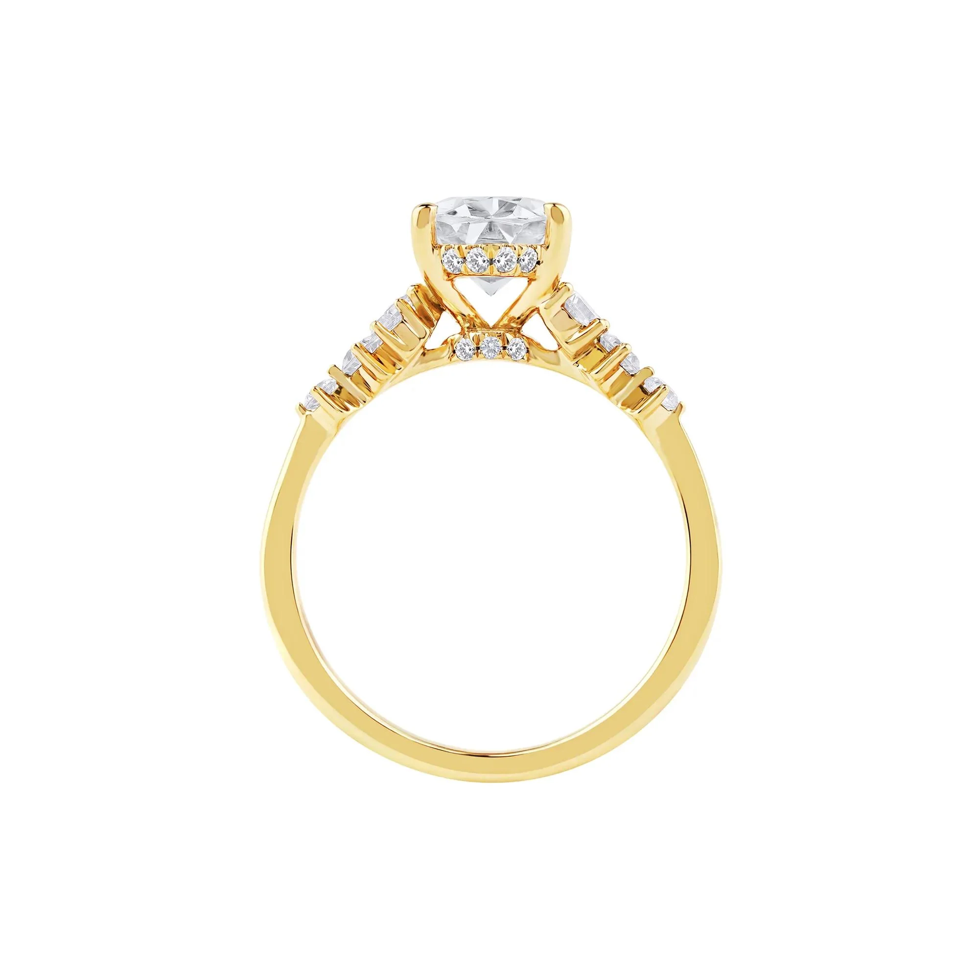 2 1/2 CT. Tw. Lab Grown Diamond Oval-Shaped Engagement Ring 14K Yellow Gold Round Brilliant Cut Size 9 2mm - Image 2