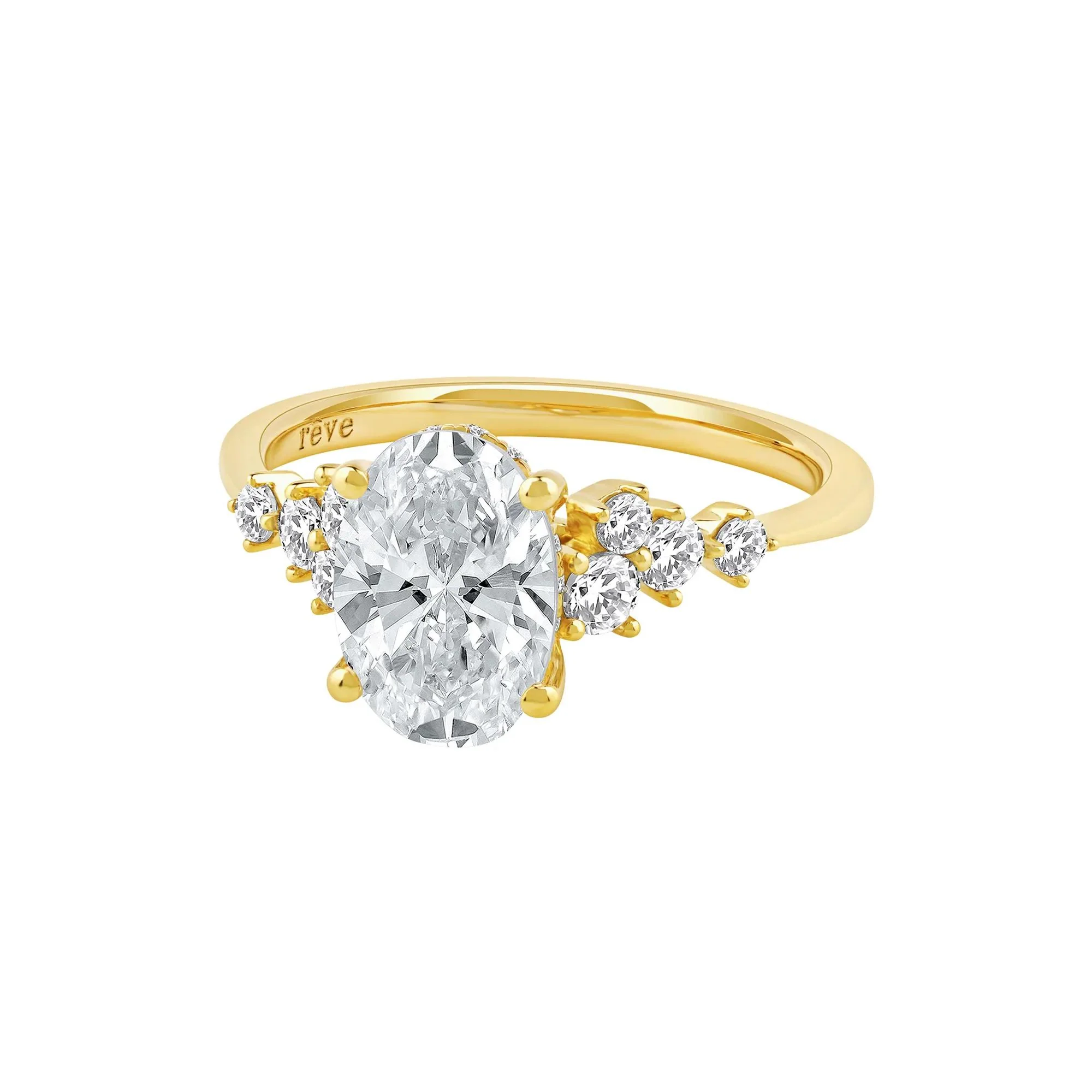 2 1/2 CT. Tw. Lab Grown Diamond Oval-Shaped Engagement Ring 14K Yellow Gold Round Brilliant Cut Size 9 2mm - Image 5