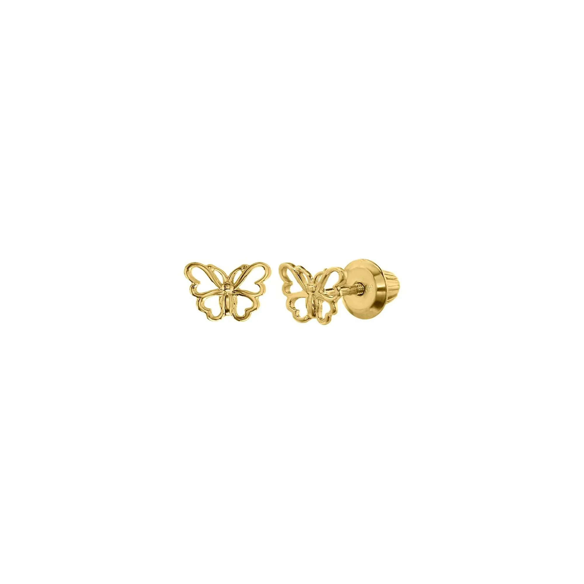 Children's Butterfly Earrings 14K Yellow Gold Size 6.50mm