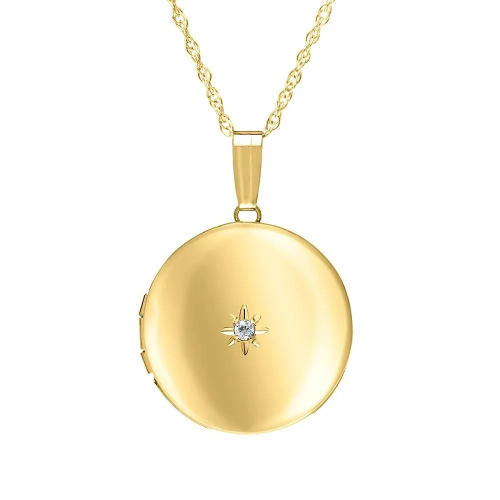 Diamond Locket 14K Yellow Gold Necklace Size 18"