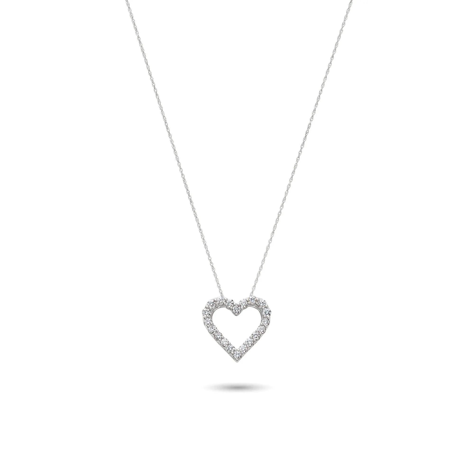 Lab Grown Diamond Heart Pendant Necklace White Size 18"