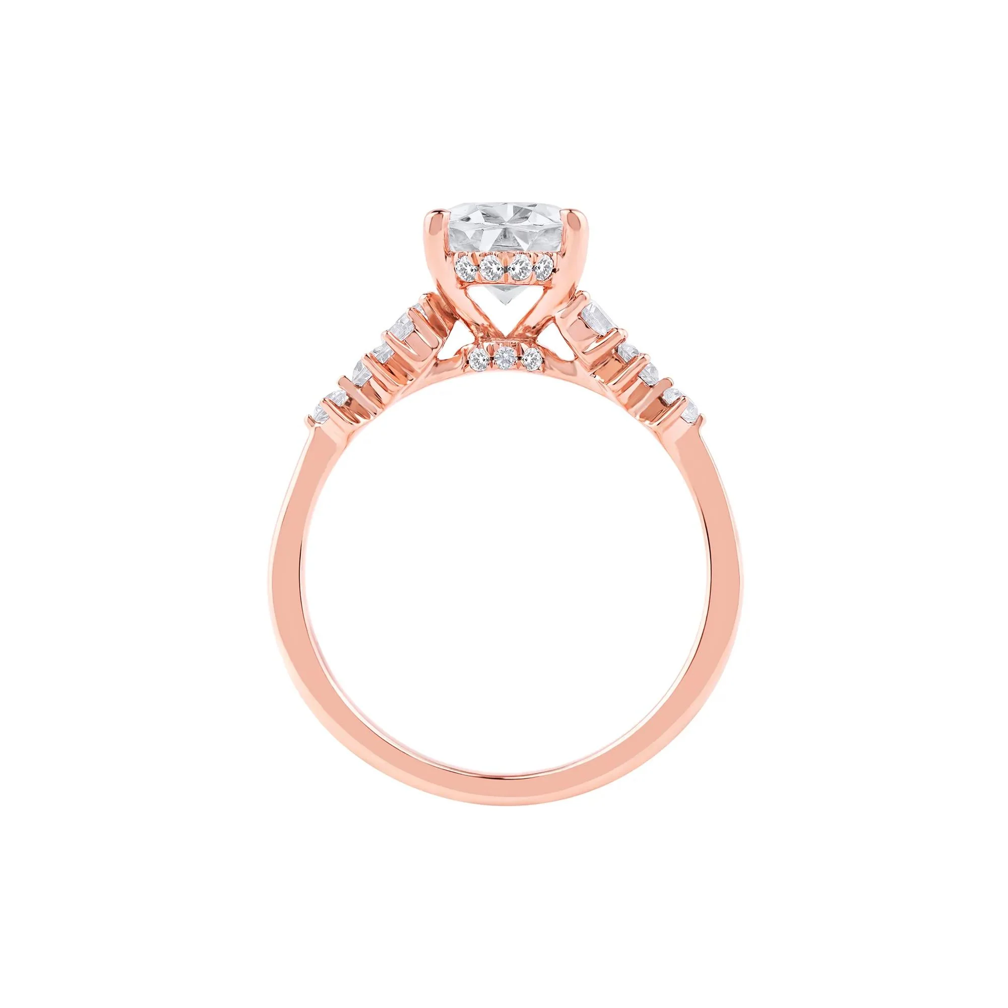 2 1/2 CT. Tw. Lab Grown Diamond Oval-Shaped Engagement Ring 14K Rose Gold Round Brilliant Cut Size 6.5 2mm - Image 2