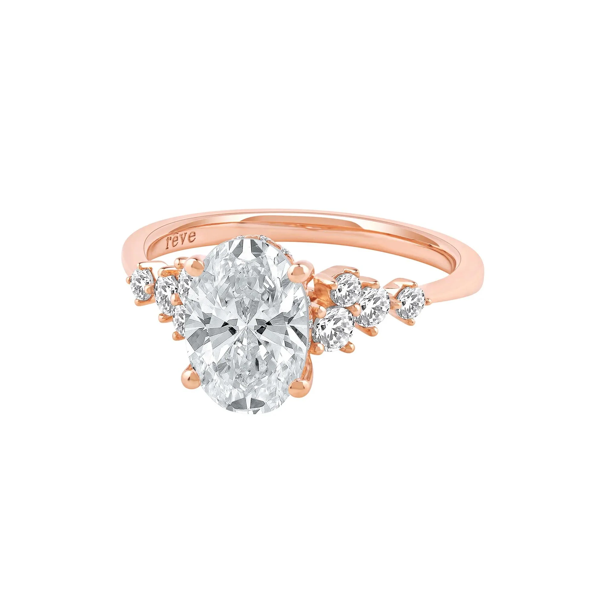 2 1/2 CT. Tw. Lab Grown Diamond Oval-Shaped Engagement Ring 14K Rose Gold Round Brilliant Cut Size 6.5 2mm - Image 5