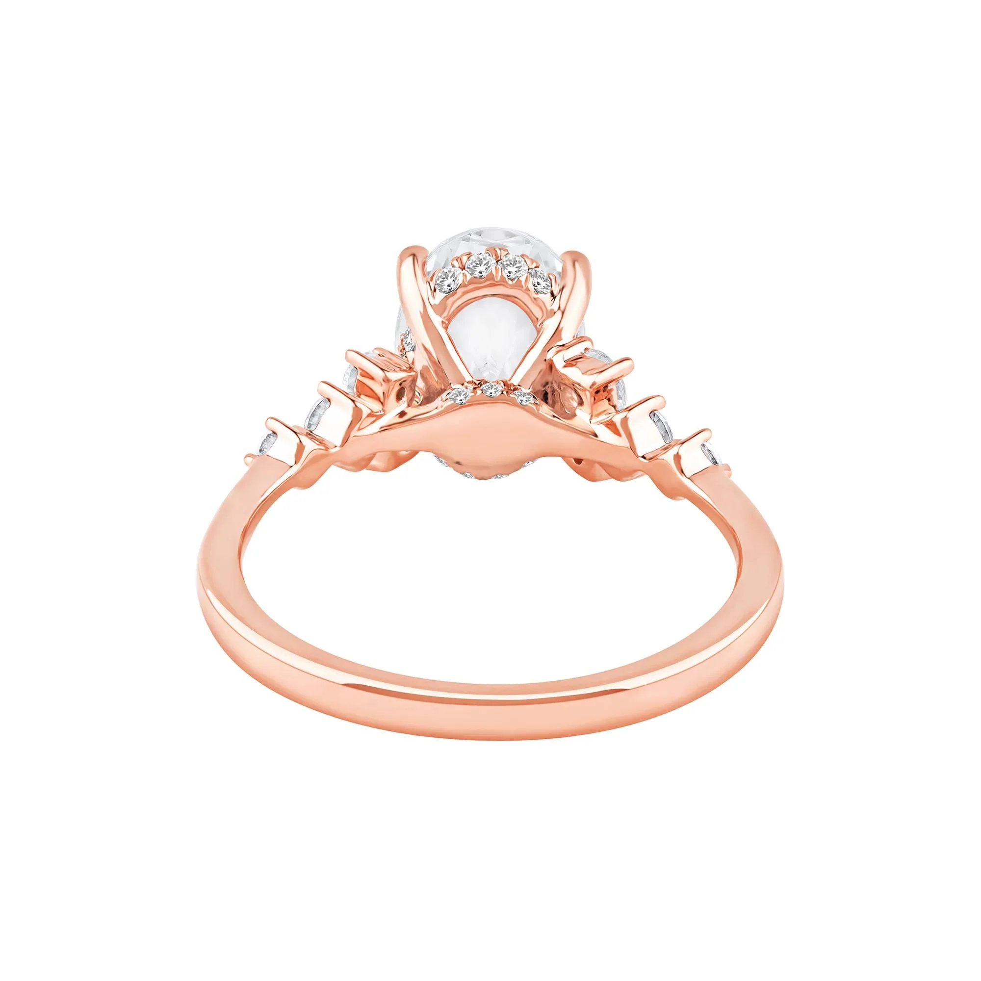 2 1/2 CT. Tw. Lab Grown Diamond Oval-Shaped Engagement Ring 14K Rose Gold Round Brilliant Cut Size 8.5 2mm - Image 4