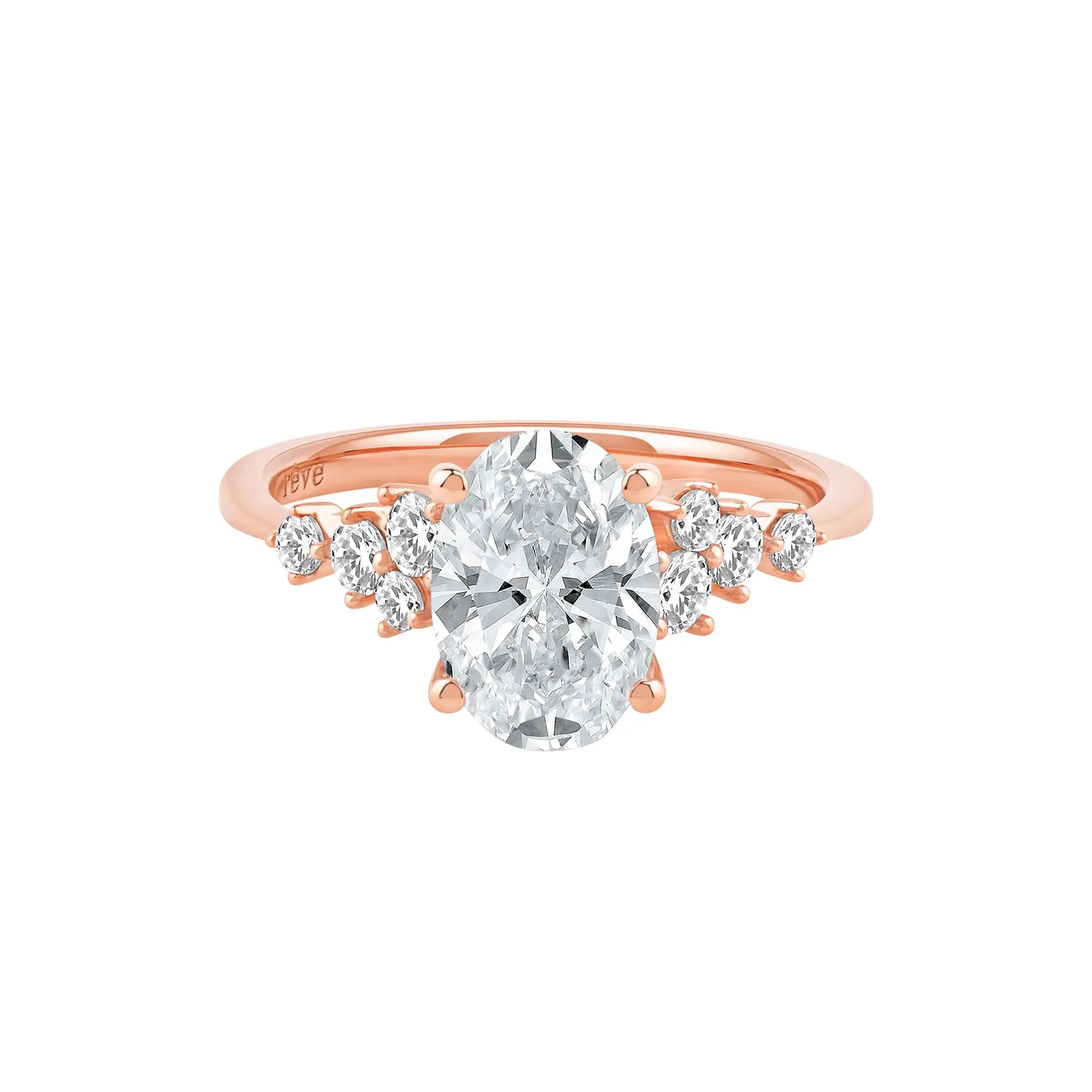 2 1/2 CT. Tw. Lab Grown Diamond Oval-Shaped Engagement Ring 14K Rose Gold Round Brilliant Cut Size 9 2mm