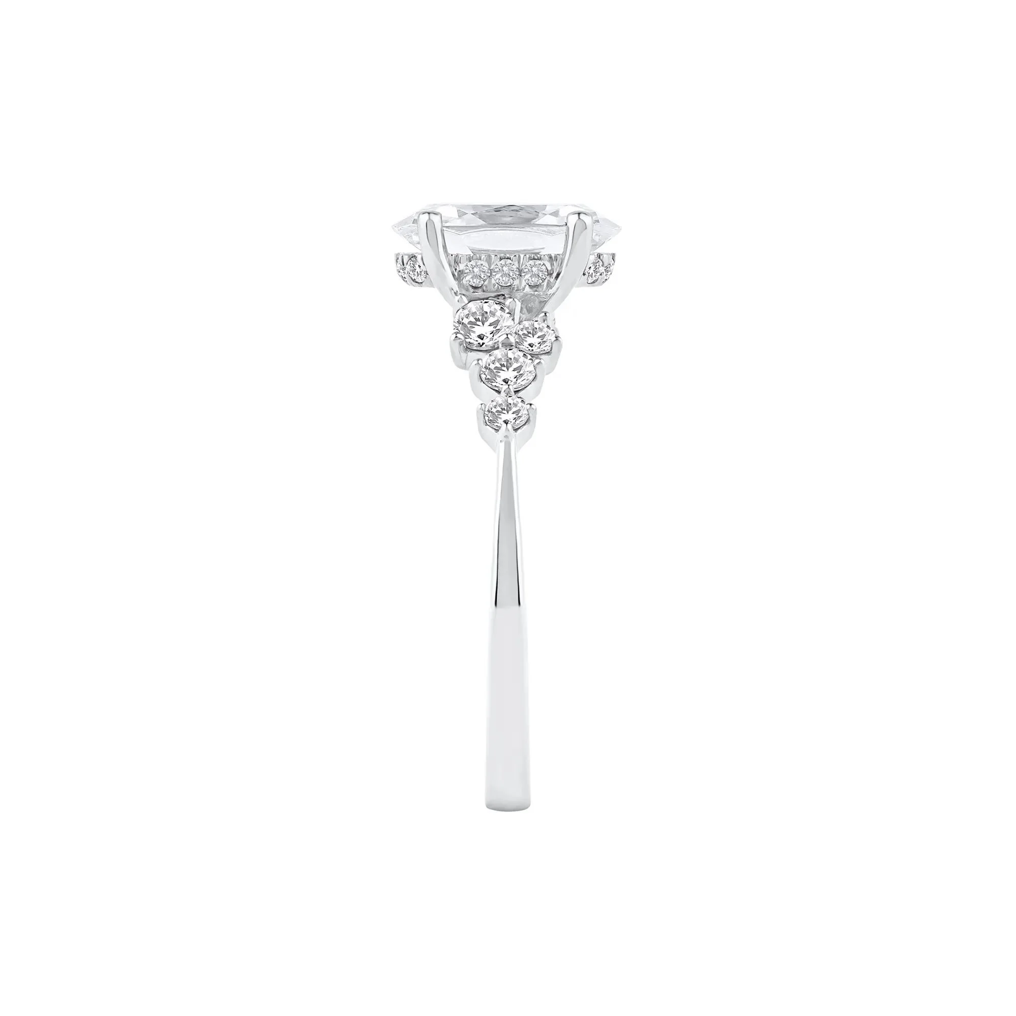 2 1/2 CT. Tw. Lab Grown Diamond Oval-Shaped Engagement Ring 14K White Gold Round Brilliant Cut Size 5.5 2mm - Image 3