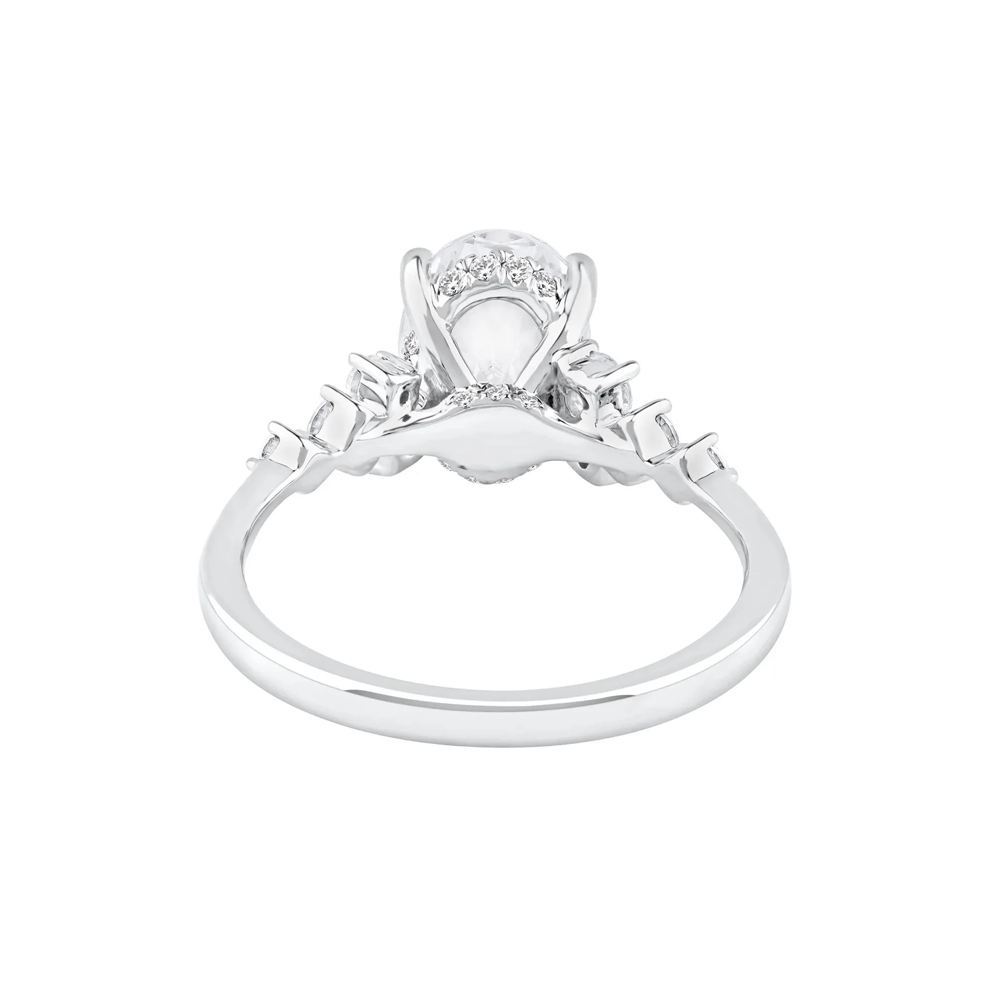 2 1/2 CT. Tw. Lab Grown Diamond Oval-Shaped Engagement Ring 14K White Gold Round Brilliant Cut Size 6 2mm - Image 4