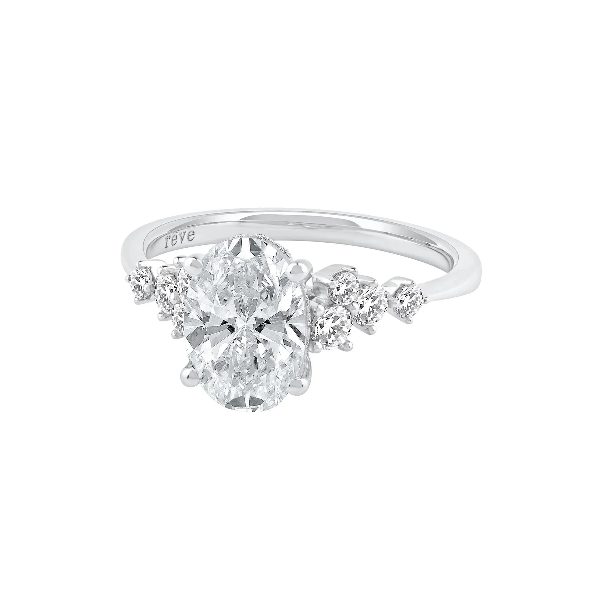 2 1/2 CT. Tw. Lab Grown Diamond Oval-Shaped Engagement Ring 14K White Gold Round Brilliant Cut Size 7 2mm - Image 5