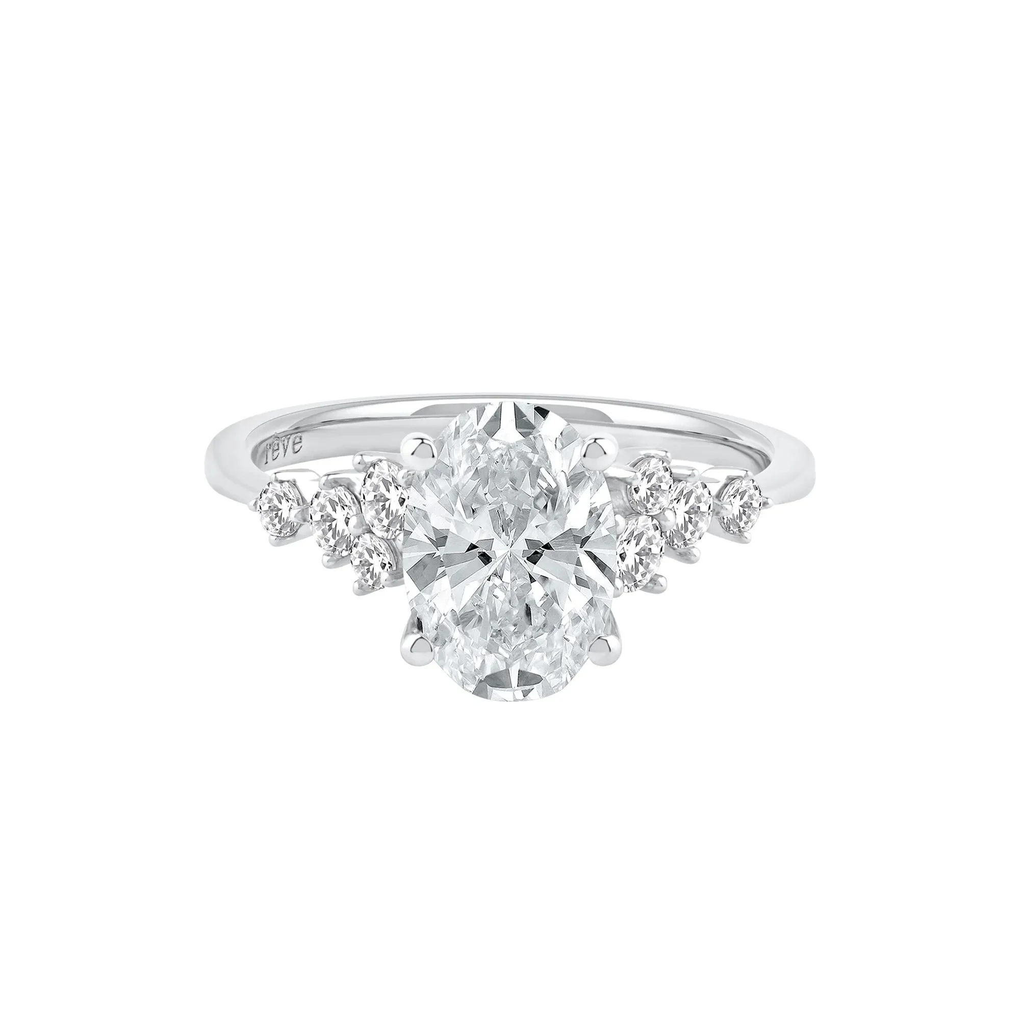 2 1/2 CT. Tw. Lab Grown Diamond Oval-Shaped Engagement Ring 14K White Gold Round Brilliant Cut Size 8 2mm
