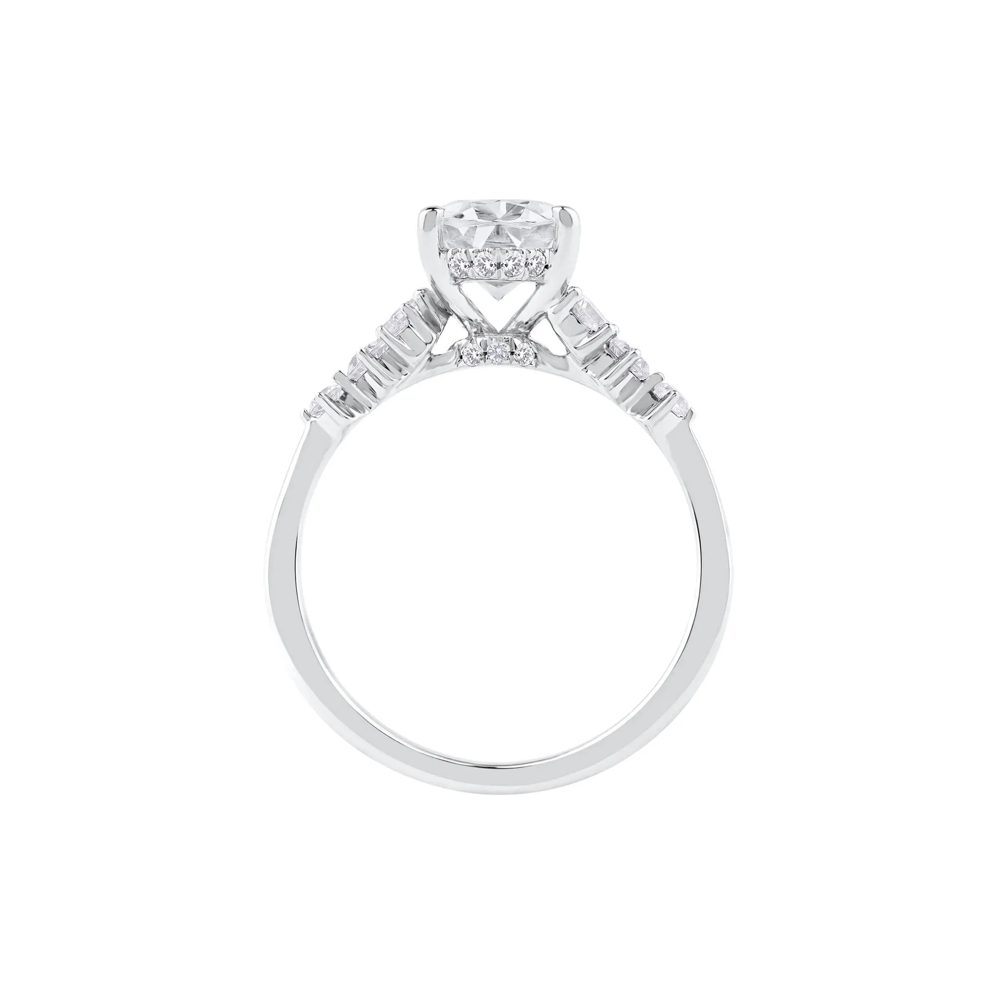 2 1/2 CT. Tw. Lab Grown Diamond Oval-Shaped Engagement Ring 14K White Gold Round Brilliant Cut Size 8.5 2mm - Image 2