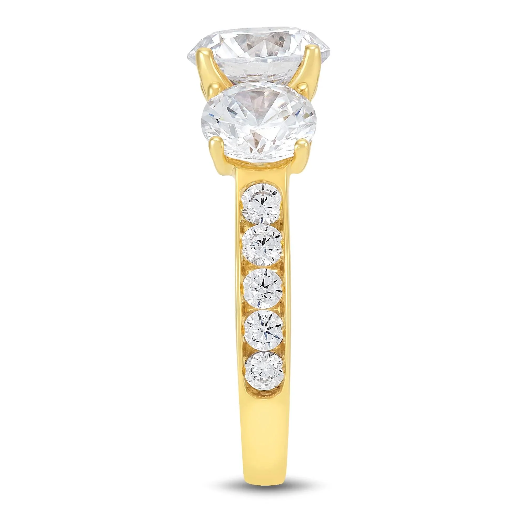 4 1/2 CT. Tw. Lab Grown Diamond Engagement Ring 14K Yellow Gold Round Brilliant Cut Size 6.5 2mm - Image 3