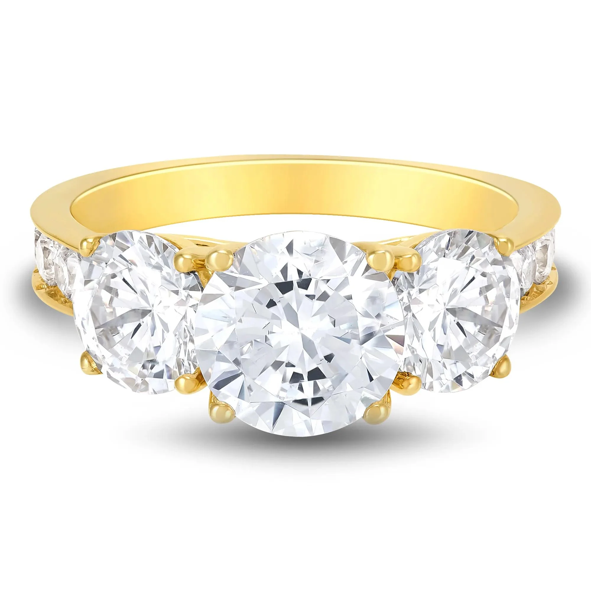4 1/2 CT. Tw. Lab Grown Diamond Engagement Ring 14K Yellow Gold Round Brilliant Cut Size 7.5 2mm