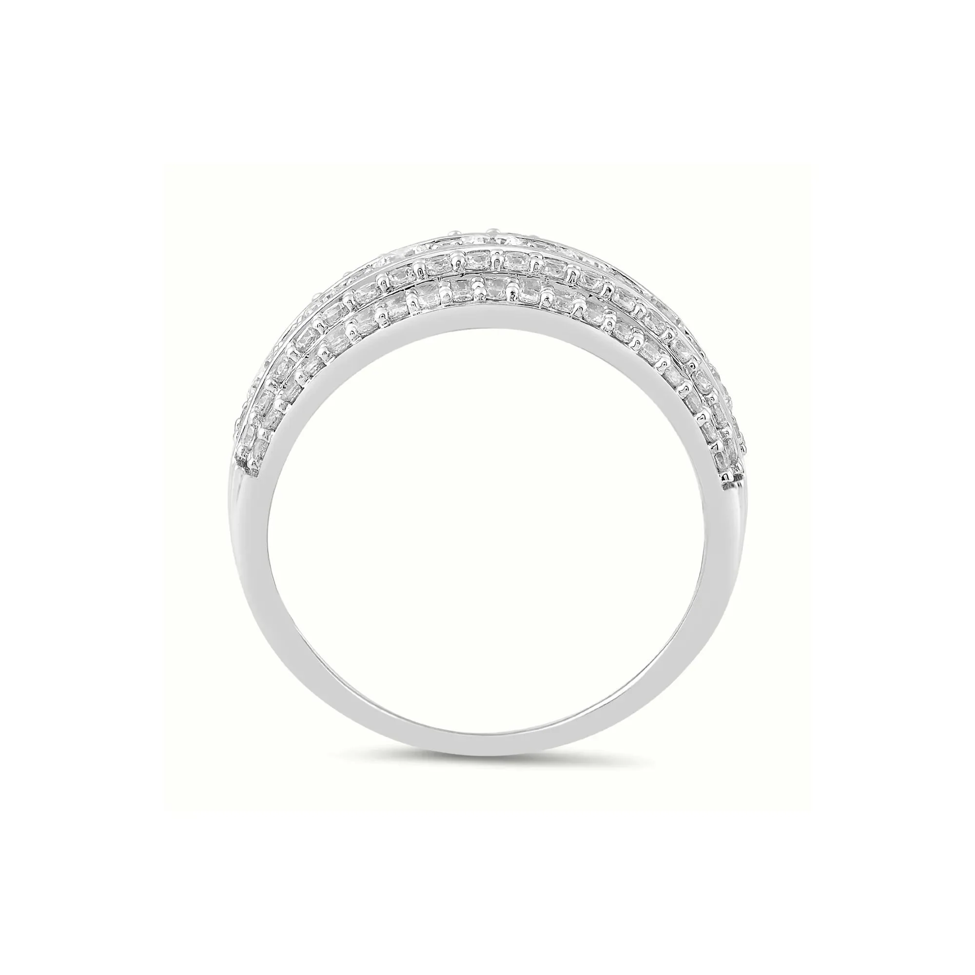 1/2 CT. Tw. Multi-Row Diamond Ring 10K White Gold Round Brilliant Cut Size 6 - Image 2
