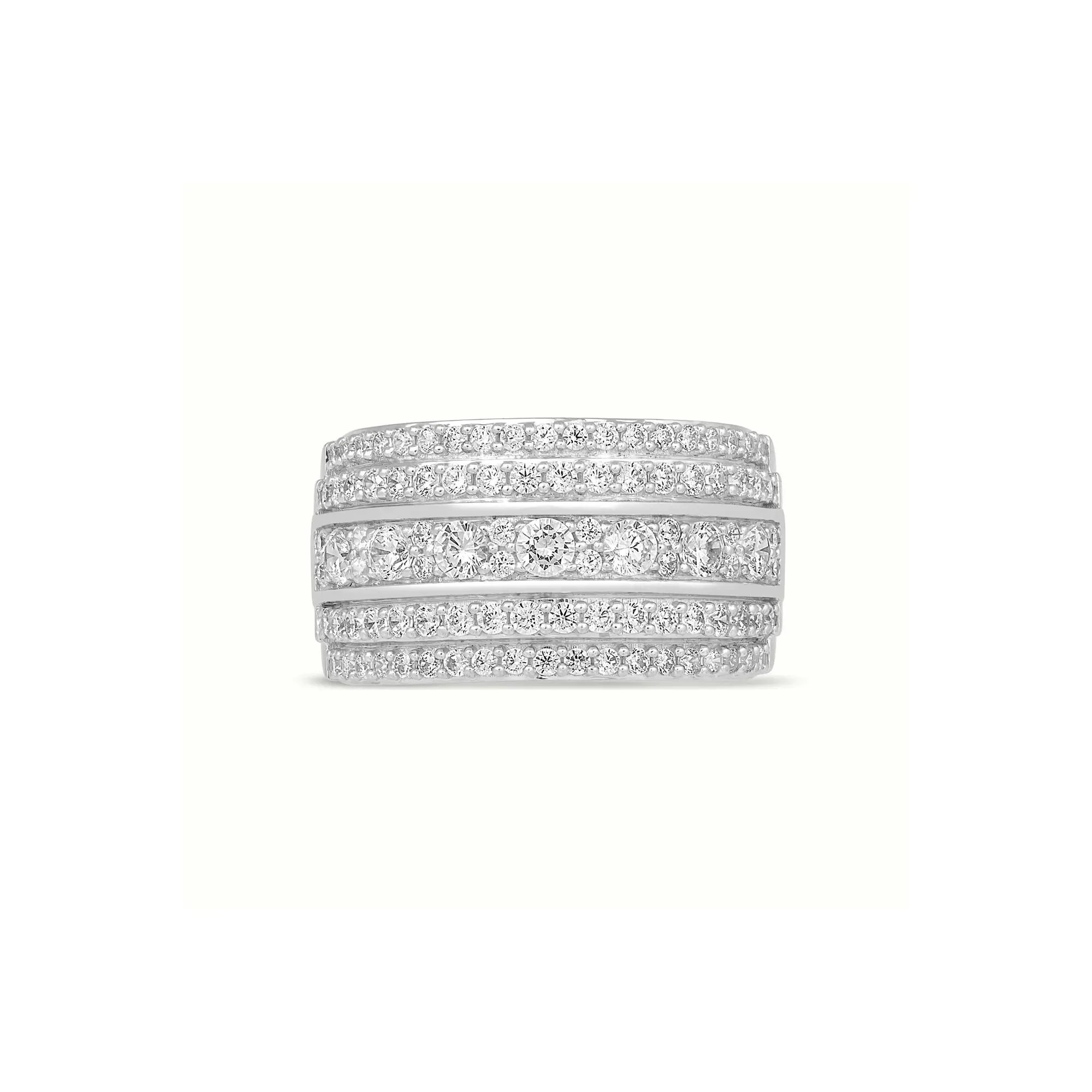 1/2 CT. Tw. Multi-Row Diamond Ring 10K White Gold Round Brilliant Cut Size 9
