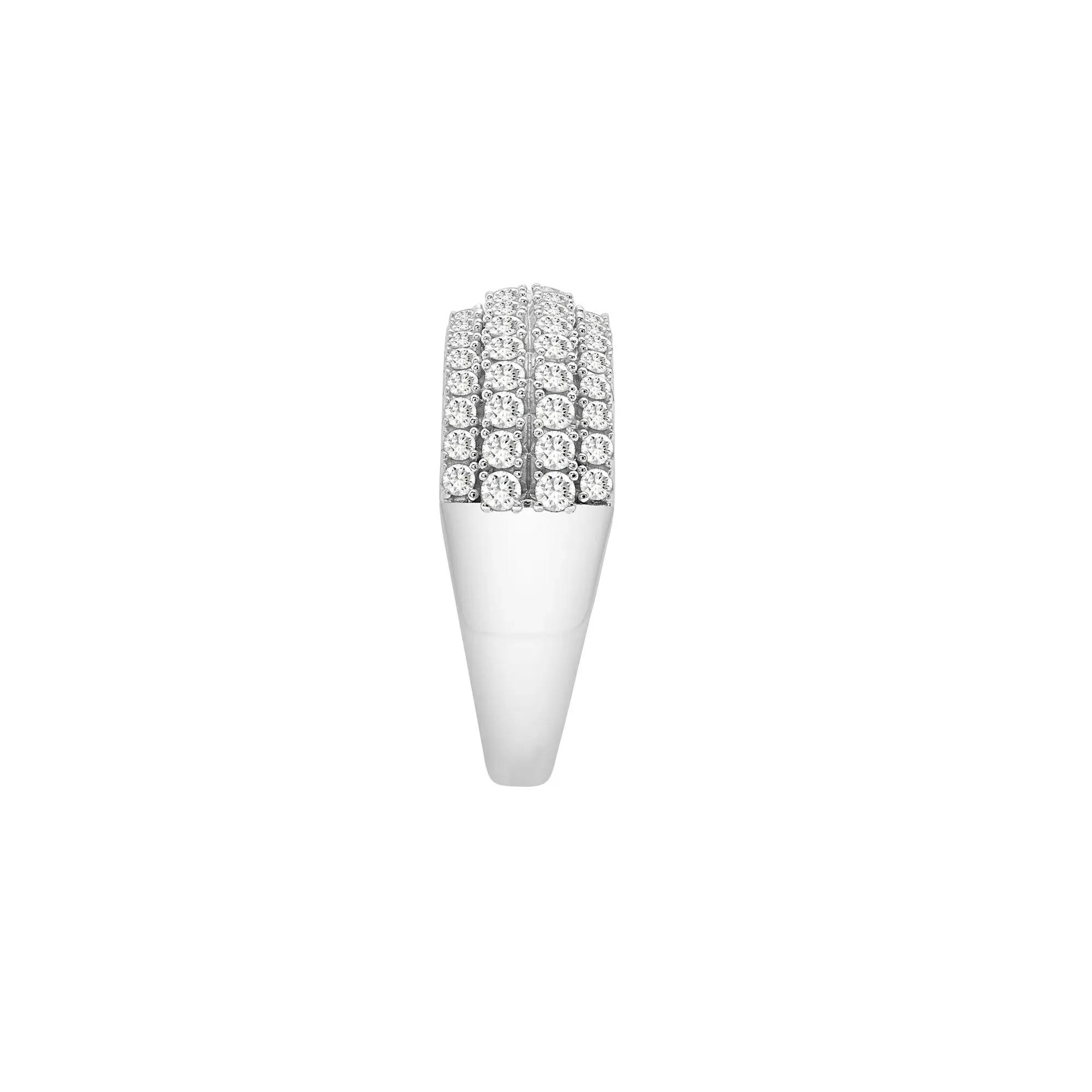 1 CT. Tw. Diamond Multi-Row Band Ring 10K White Gold Round Brilliant Cut Size 8 2mm - Image 3