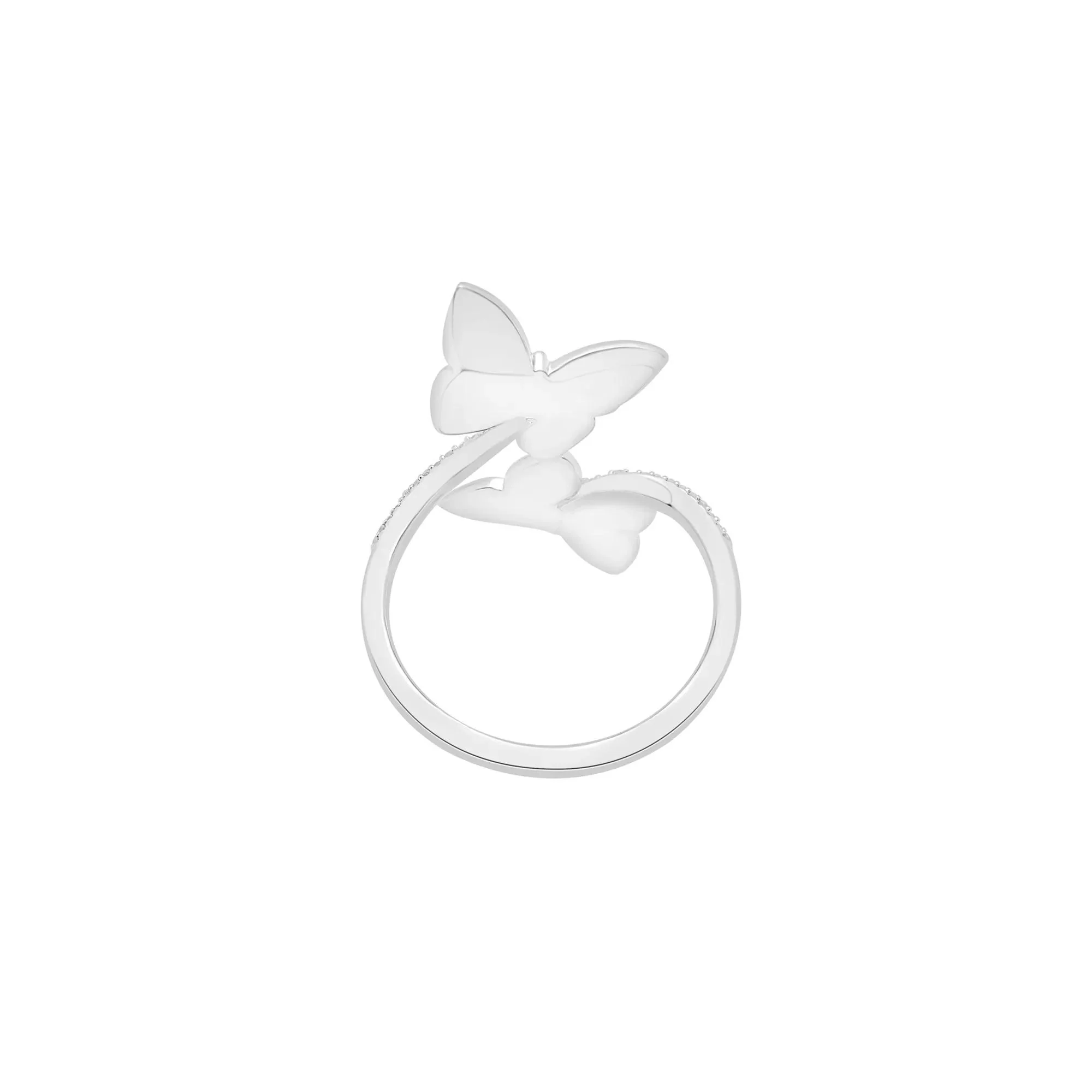 1/2 CT. Tw. Black and White Diamond Butterfly Ring .925 Sterling Silver Size 7 1mm - Image 4