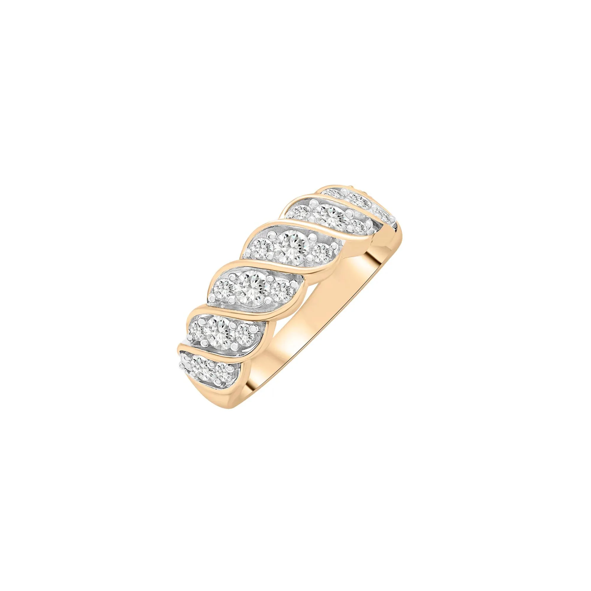 1 CT. Tw. Diamond Band Ring 10K Yellow Gold Round Brilliant Cut Size 7 2.5mm - Image 5