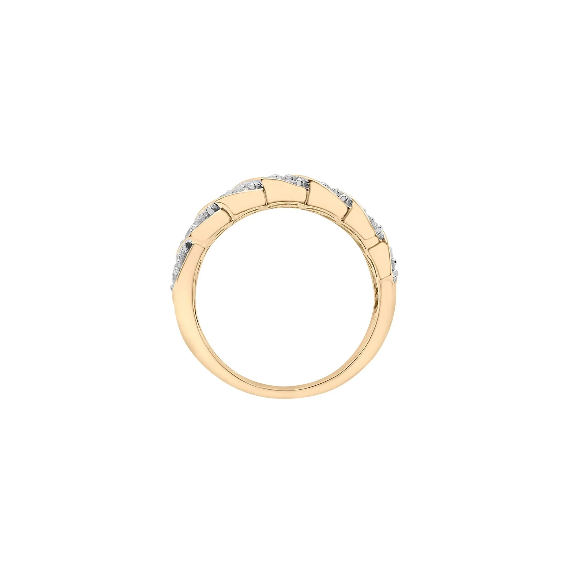 1 CT. Tw. Diamond Band Ring 10K Yellow Gold Round Brilliant Cut Size 8 2.5mm - Image 2