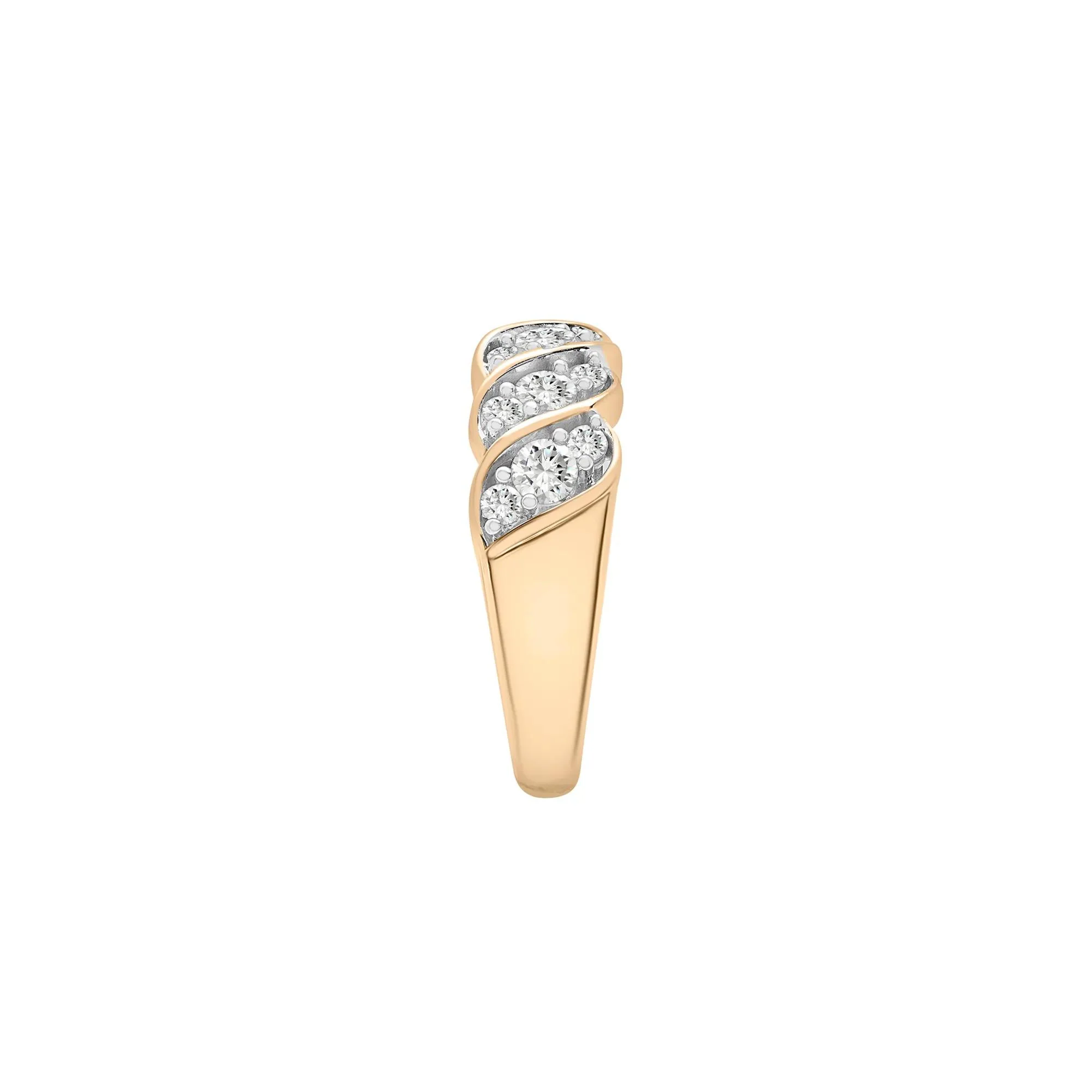 1 CT. Tw. Diamond Band Ring 10K Yellow Gold Round Brilliant Cut Size 9 2.5mm - Image 3