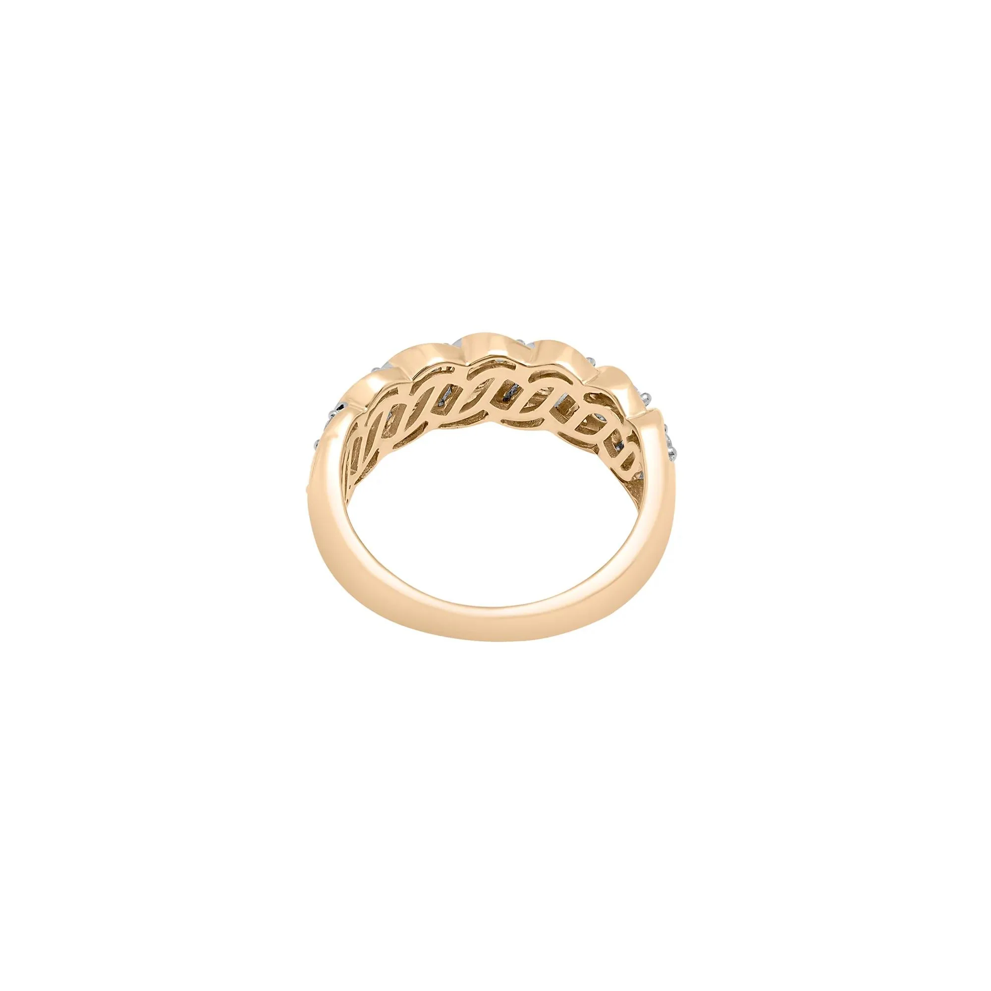 1 CT. Tw. Diamond Band Ring 10K Yellow Gold Round Brilliant Cut Size 9 2.5mm - Image 4