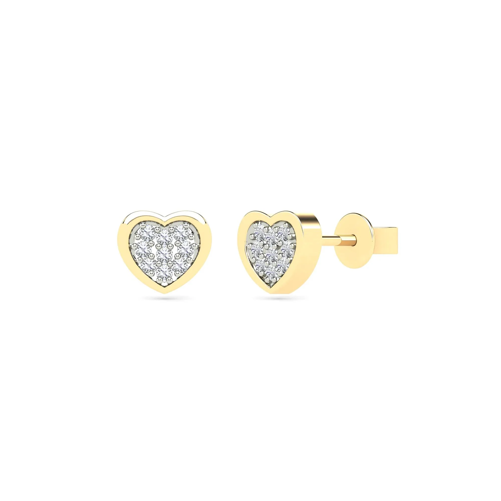 Diamond Accent Heart Earrings 14K Yellow Gold Size 4.50mm