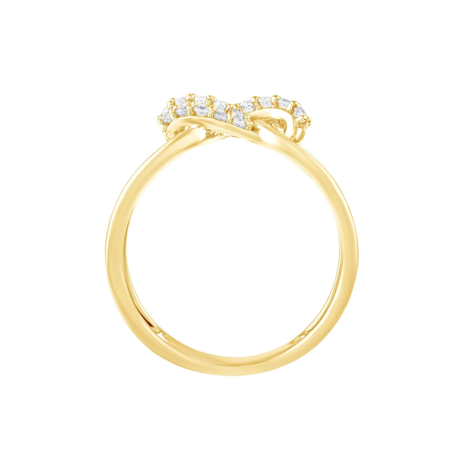 1/4 CT. Tw. Diamond Knot Ring 10K Yellow Gold Round Brilliant Cut Size 8 - Image 2