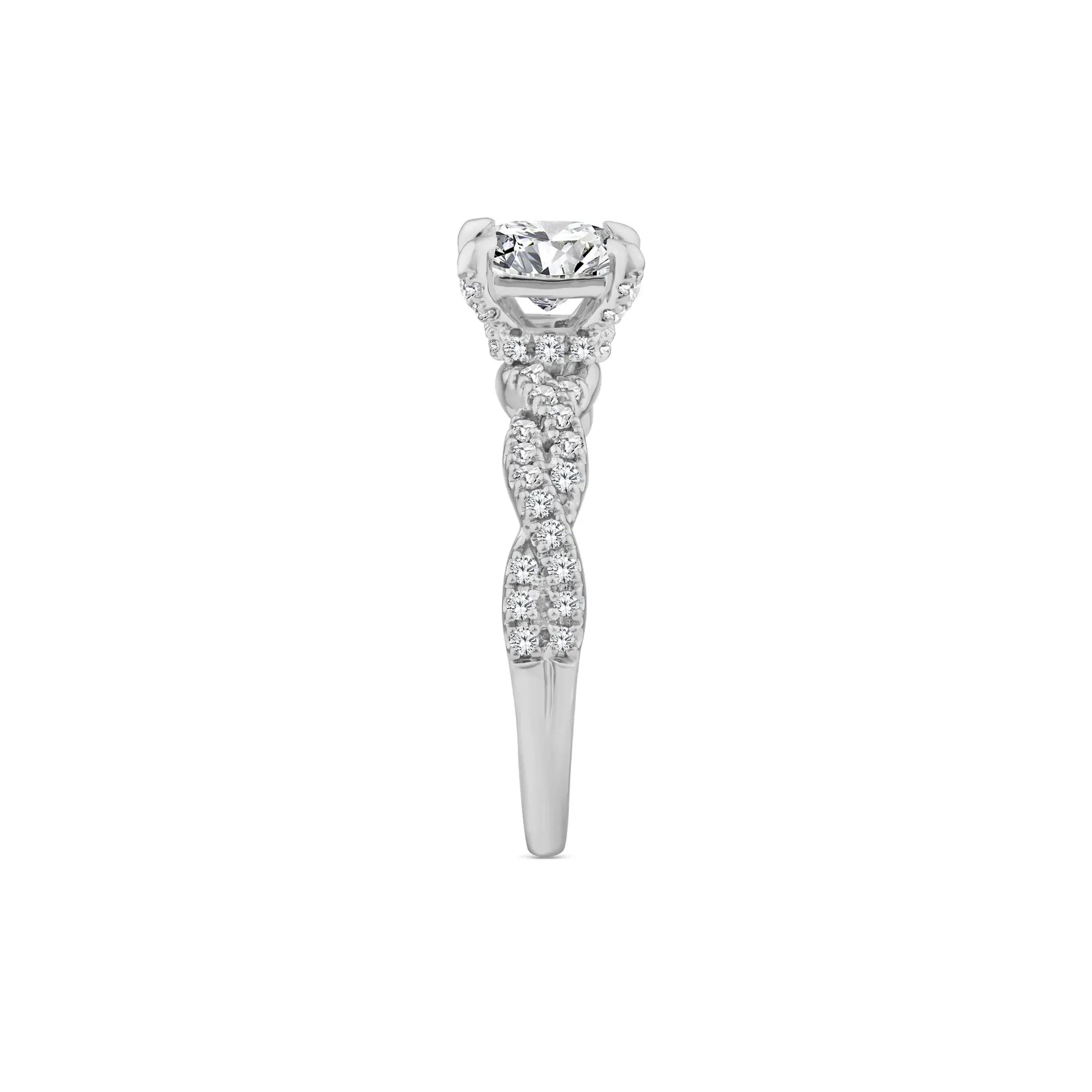 1 CT. Tw. Lab Grown Diamond Princess-Cut Engagement Ring 10K White Gold Round Brilliant Cut Size 8 - Image 3