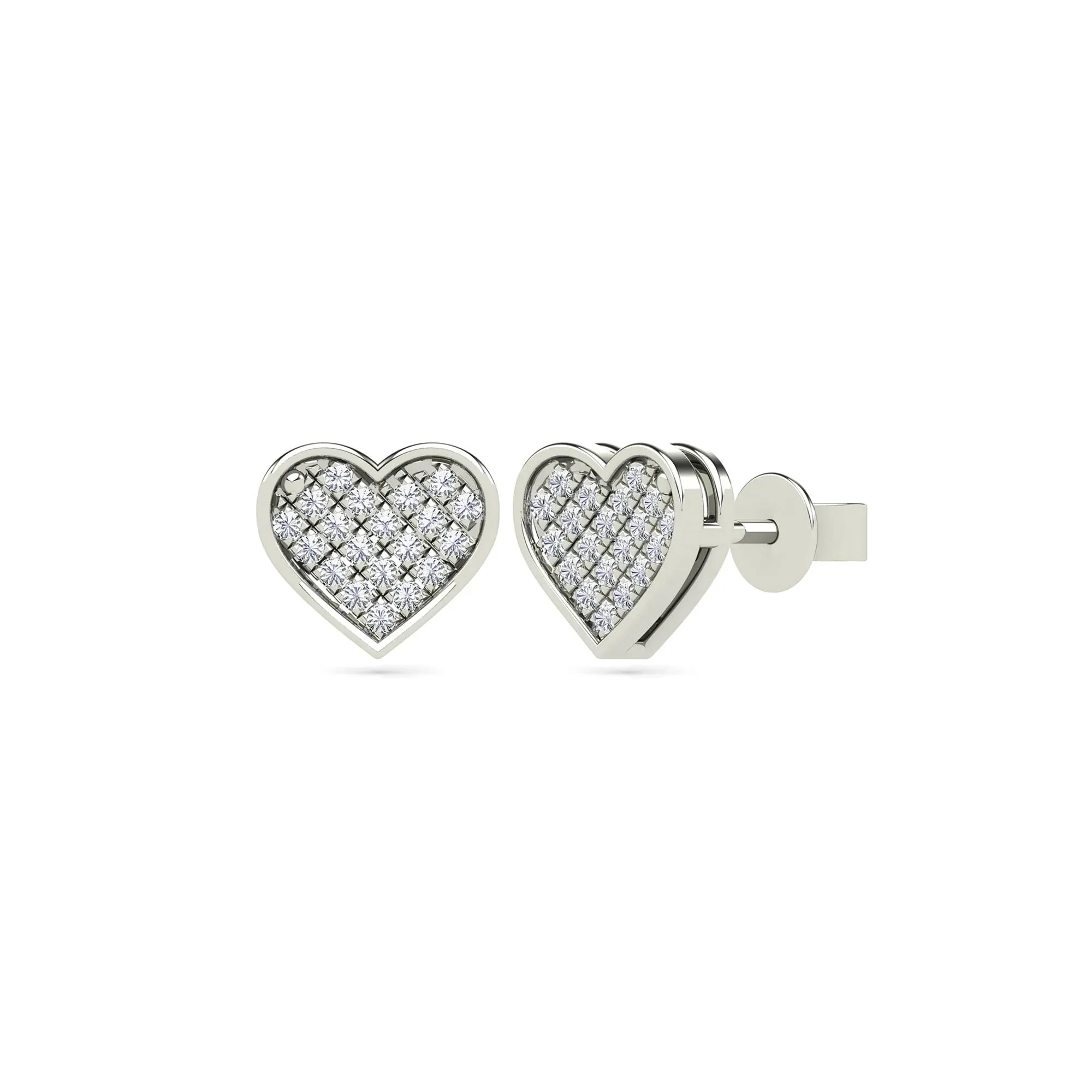 1/10 CT. Tw. Diamond Heart Earrings 14K White Gold Size 6.50mm