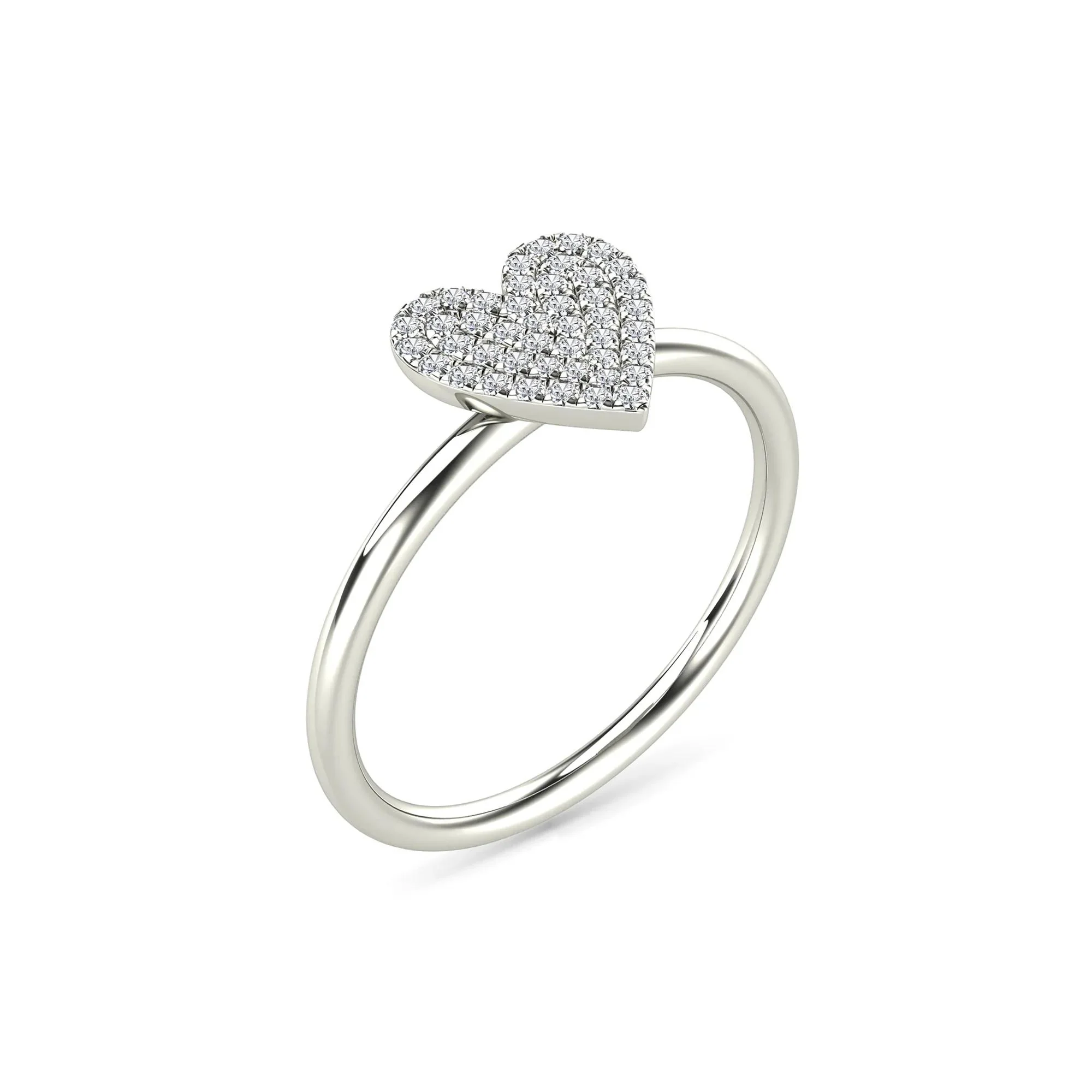 Diamond Heart Ring 14K White Gold (1/8 CT Tw.) Size 7 1.5mm - Image 5