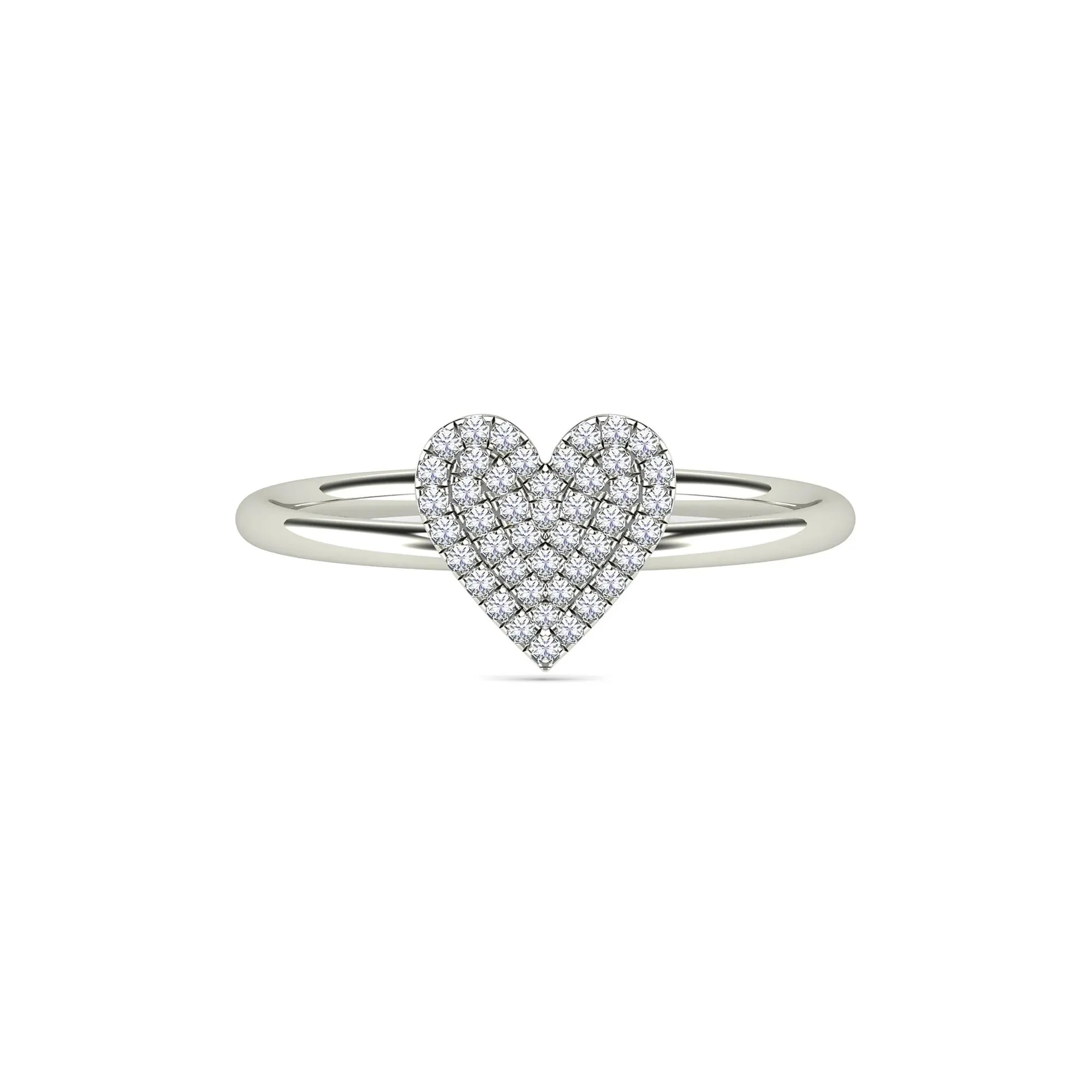 Diamond Heart Ring 14K White Gold (1/8 CT Tw.) Size 8.5 1.5mm