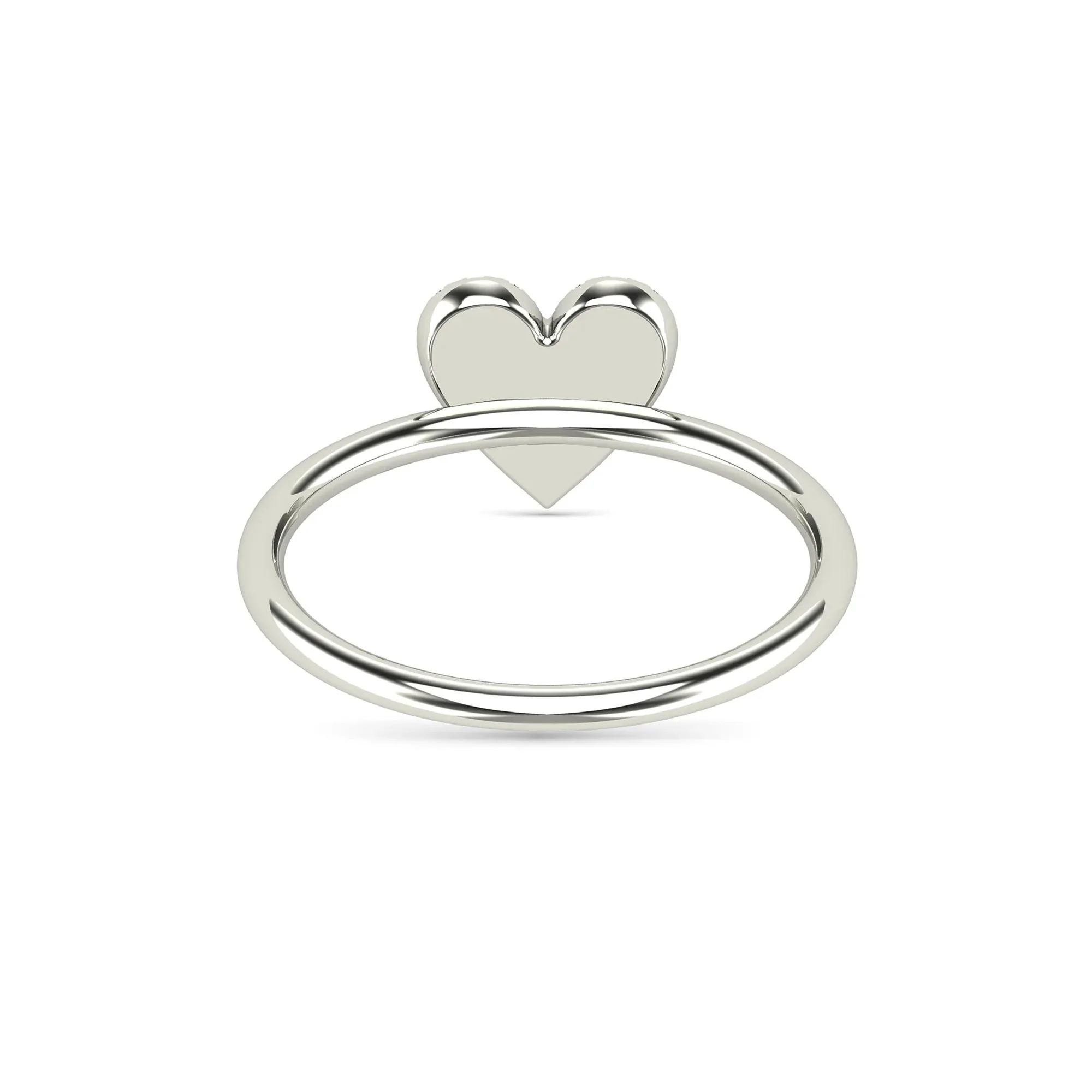 Diamond Heart Ring 14K White Gold (1/8 CT Tw.) Size 8.5 1.5mm - Image 4