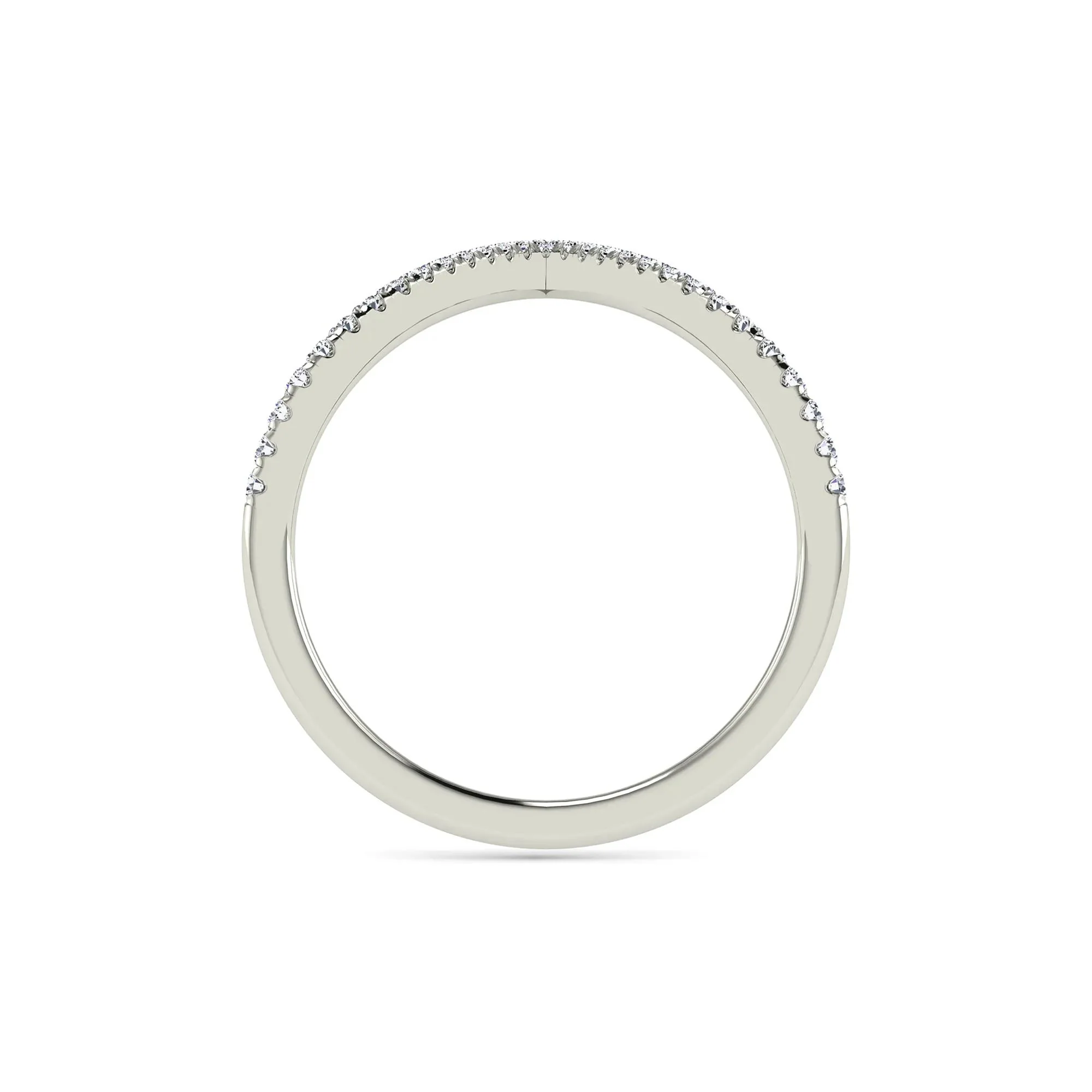 1/5 CT. Tw. Diamond Chevron Ring 14K White Gold Round Brilliant Cut Size 7 1.5mm - Image 2