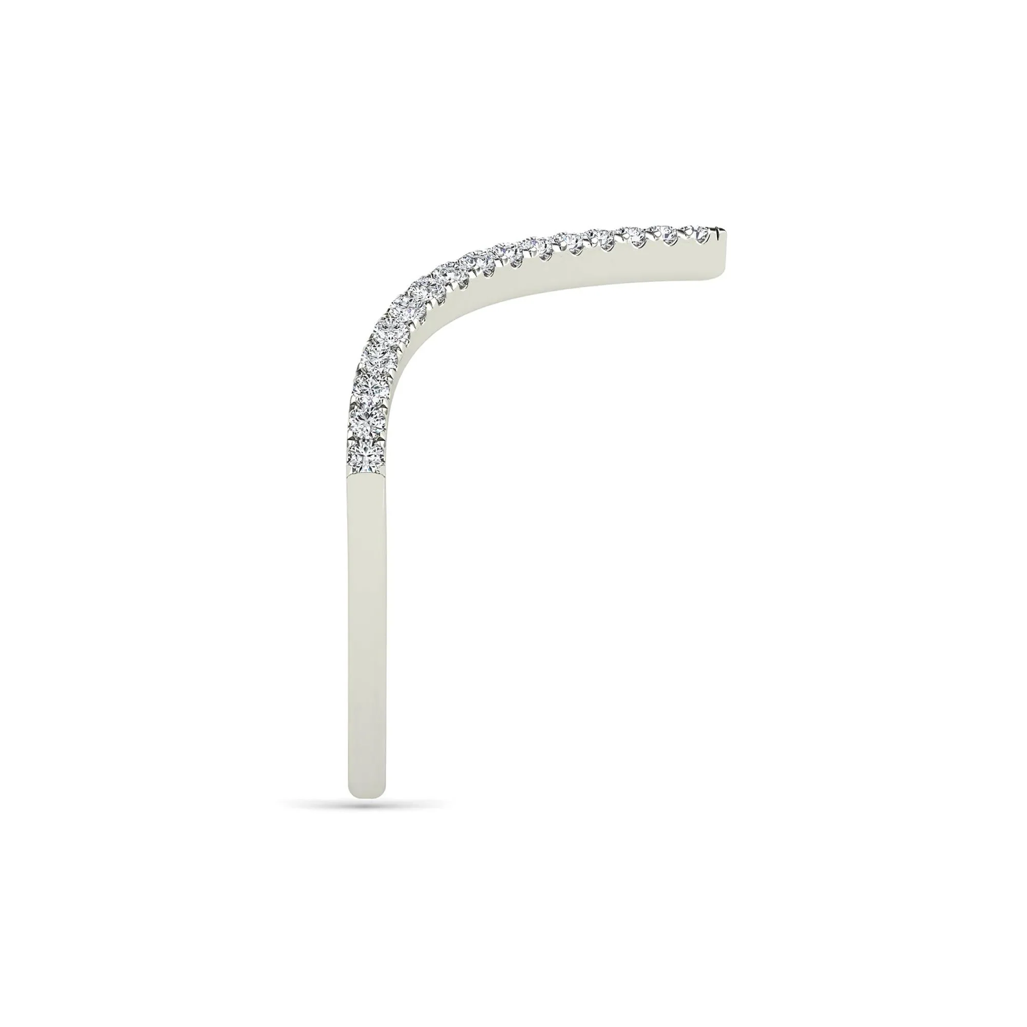 1/5 CT. Tw. Diamond Chevron Ring 14K White Gold Round Brilliant Cut Size 7.5 1.5mm - Image 3