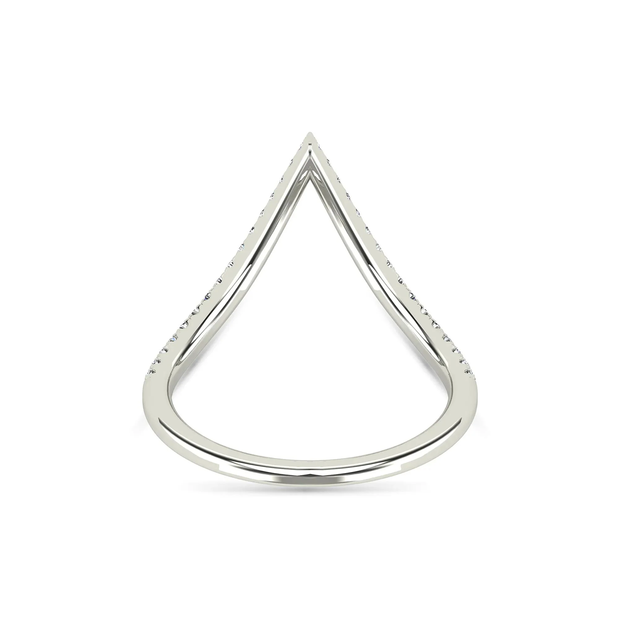 1/5 CT. Tw. Diamond Chevron Ring 14K White Gold Round Brilliant Cut Size 8 1.5mm - Image 4