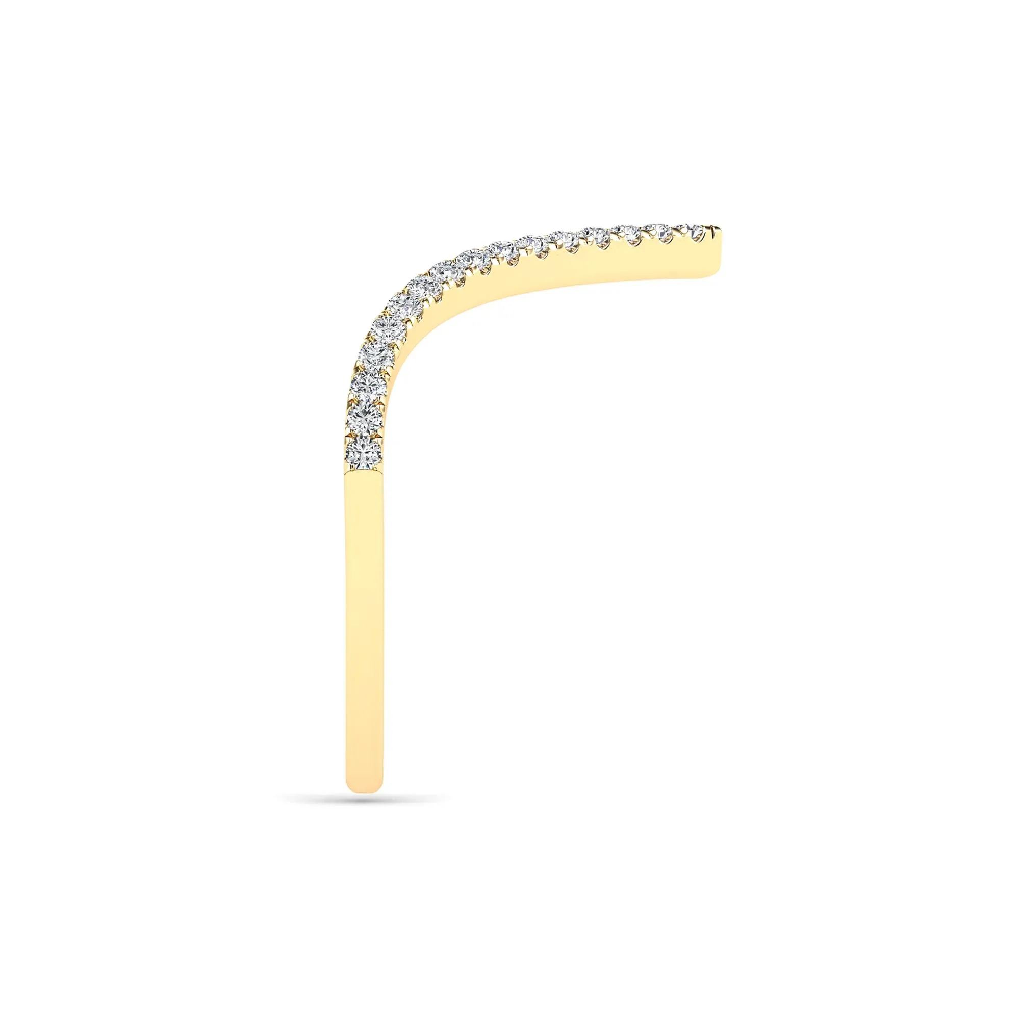 1/5 CT. Tw. Diamond Chevron Ring 14K Yellow Gold Round Brilliant Cut Size 7 1.5mm - Image 3