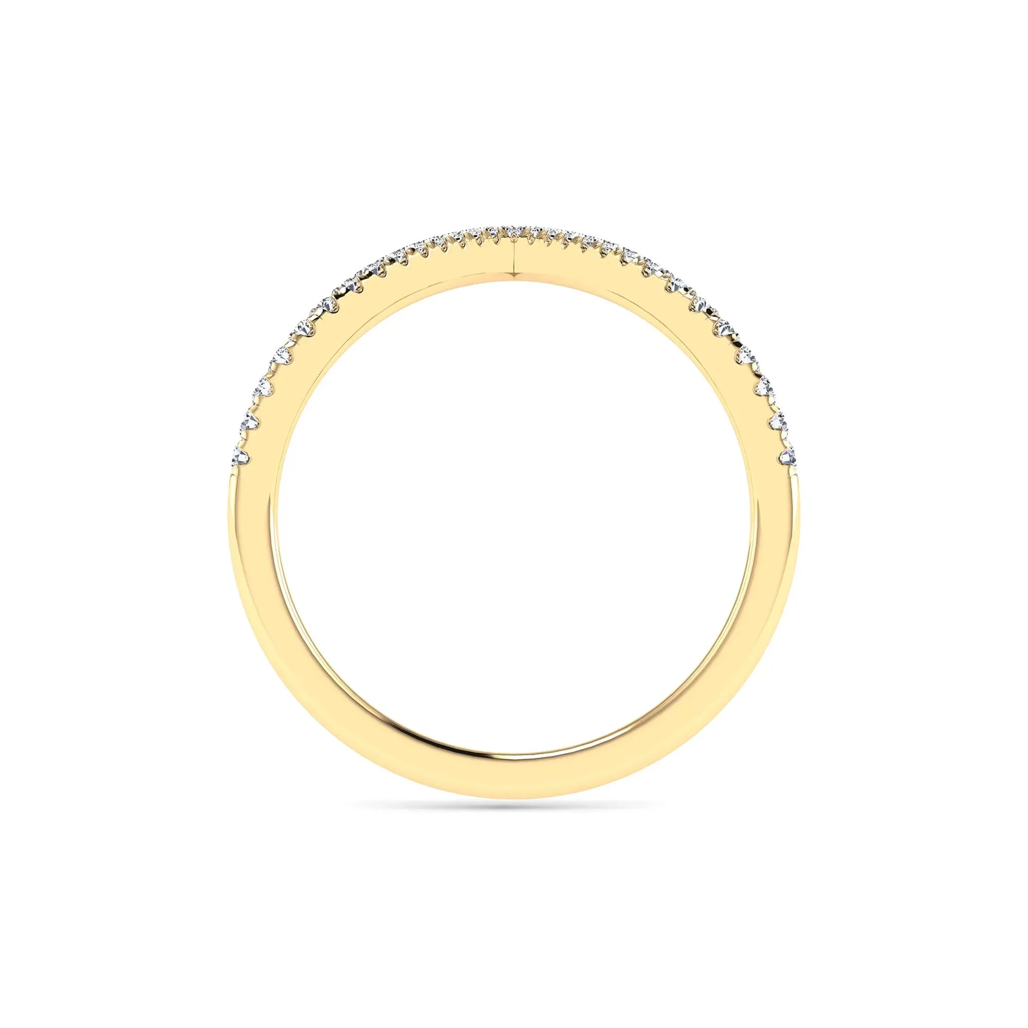 1/5 CT. Tw. Diamond Chevron Ring 14K Yellow Gold Round Brilliant Cut Size 7.5 1.5mm - Image 2