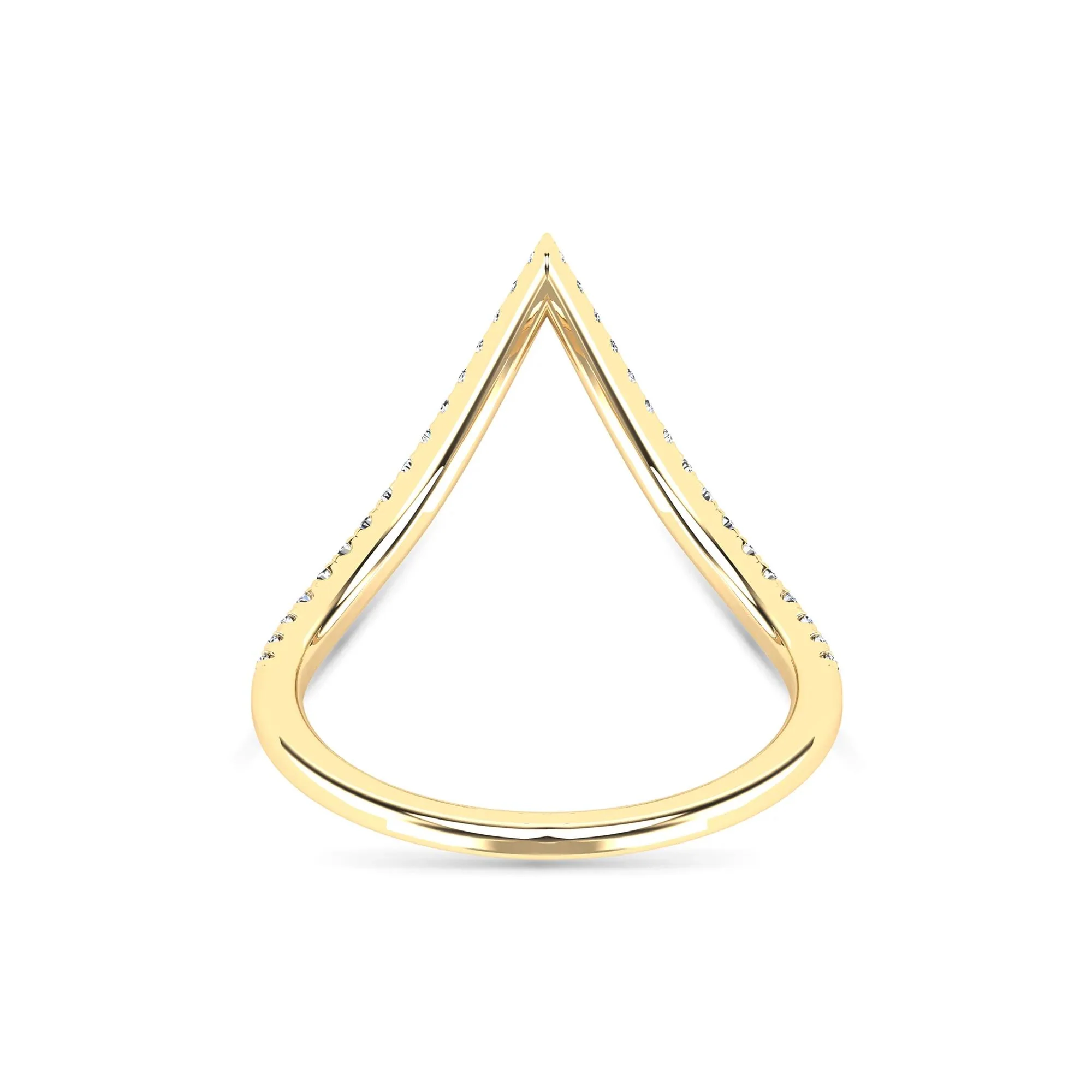 1/5 CT. Tw. Diamond Chevron Ring 14K Yellow Gold Round Brilliant Cut Size 9 1.5mm - Image 4