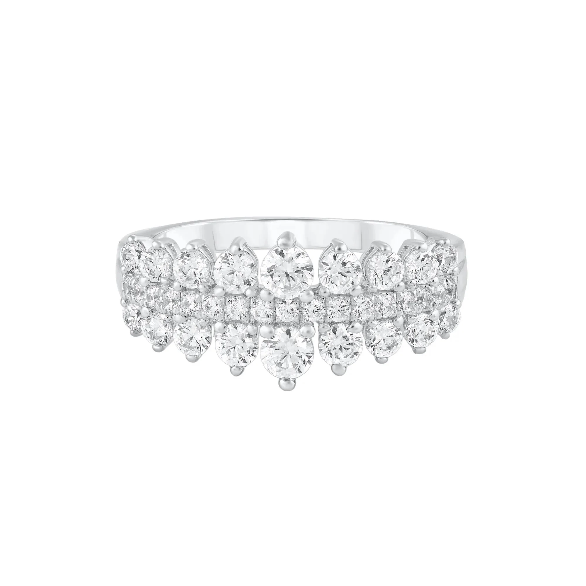 1 CT. Tw. Diamond Band Ring 10K White Gold Round Brilliant Cut Size 7