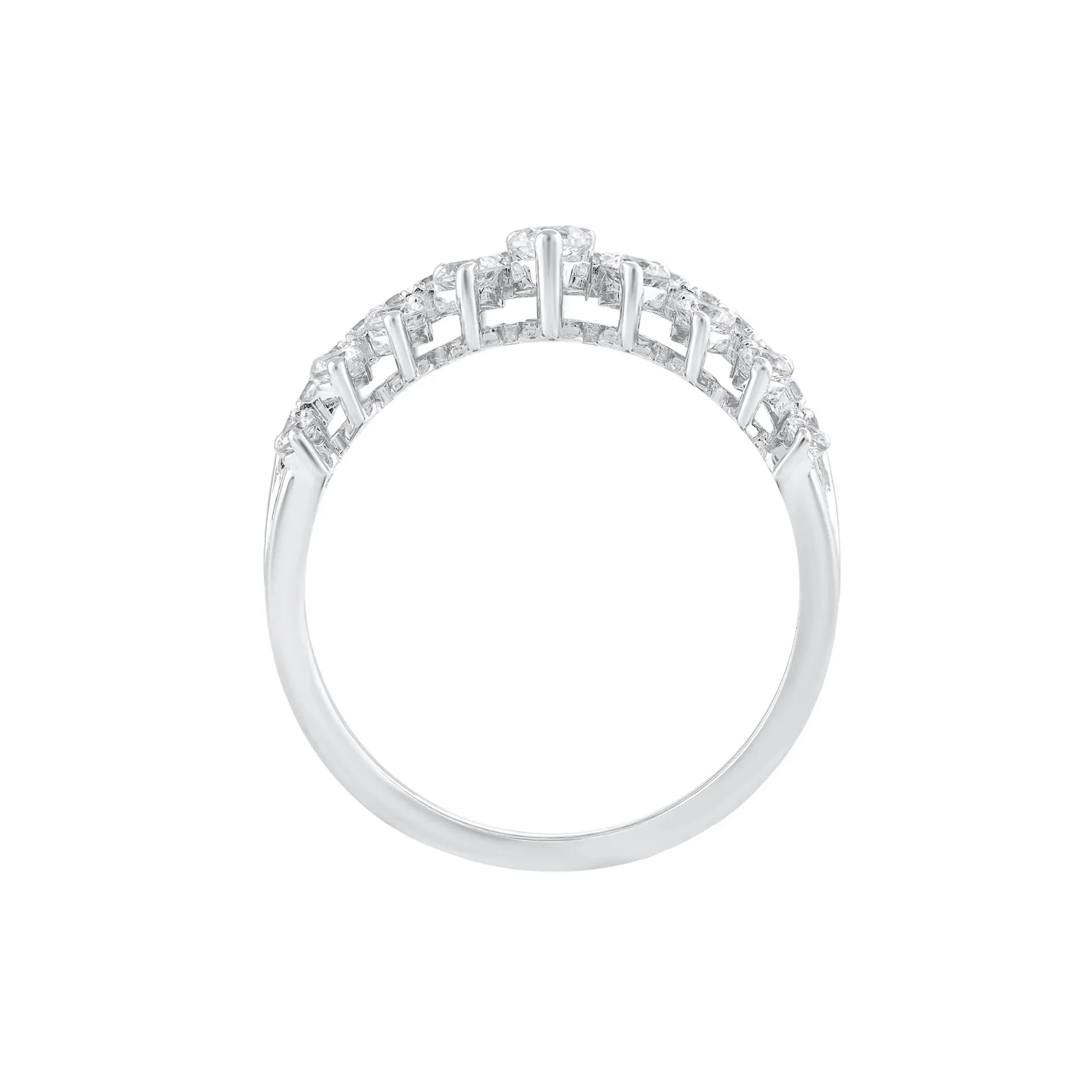 1 CT. Tw. Diamond Band Ring 10K White Gold Round Brilliant Cut Size 9 - Image 2