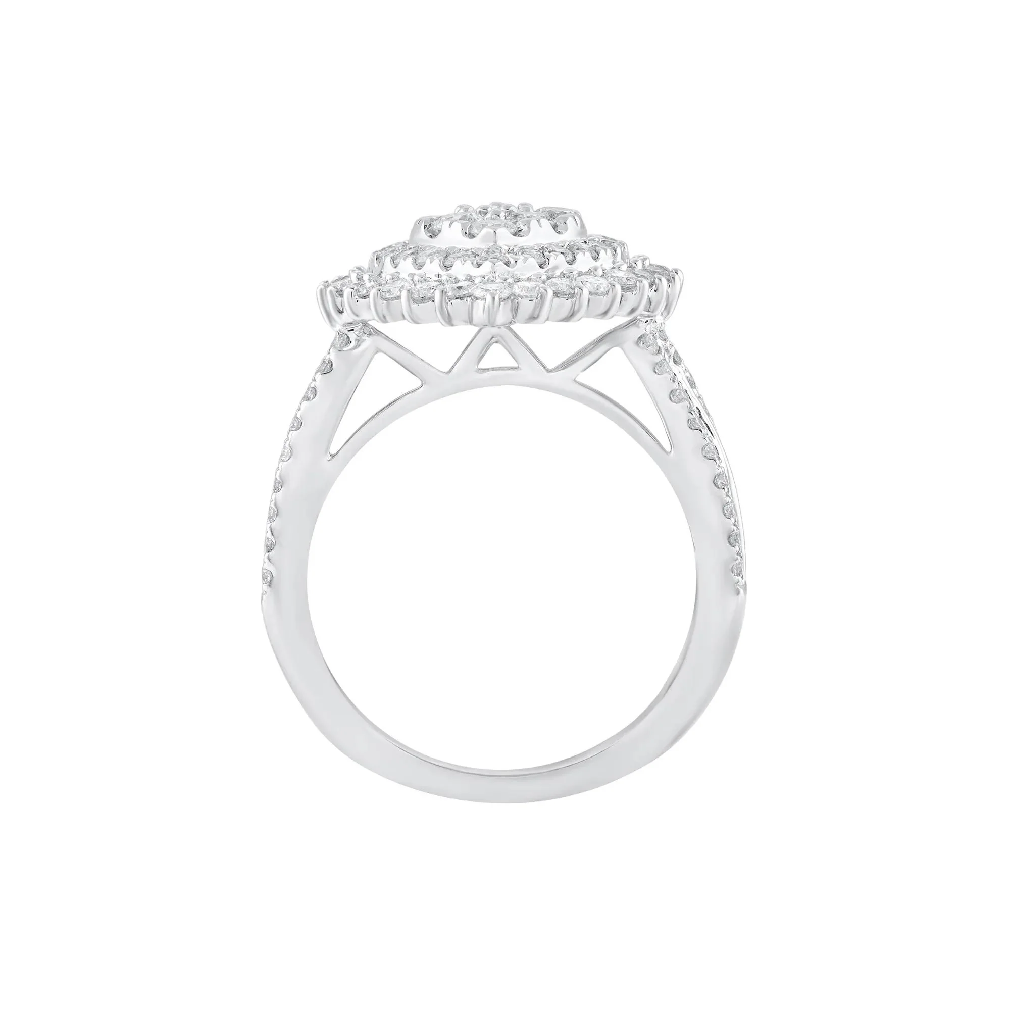 2 CT. Tw. Round and Baguette Diamond Engagement Ring 14K White Gold Round Brilliant Cut Size 9 - Image 2