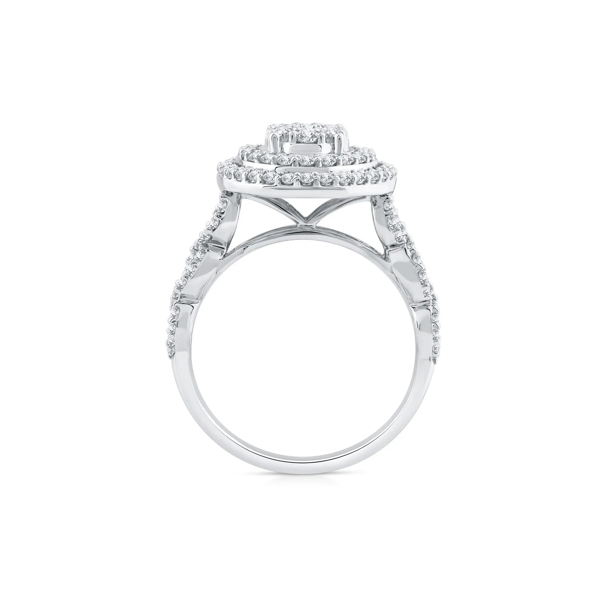 1 CT. Tw. Diamond Halo Engagement Ring 10K White Gold Round Brilliant Cut Size 8 1mm - Image 2