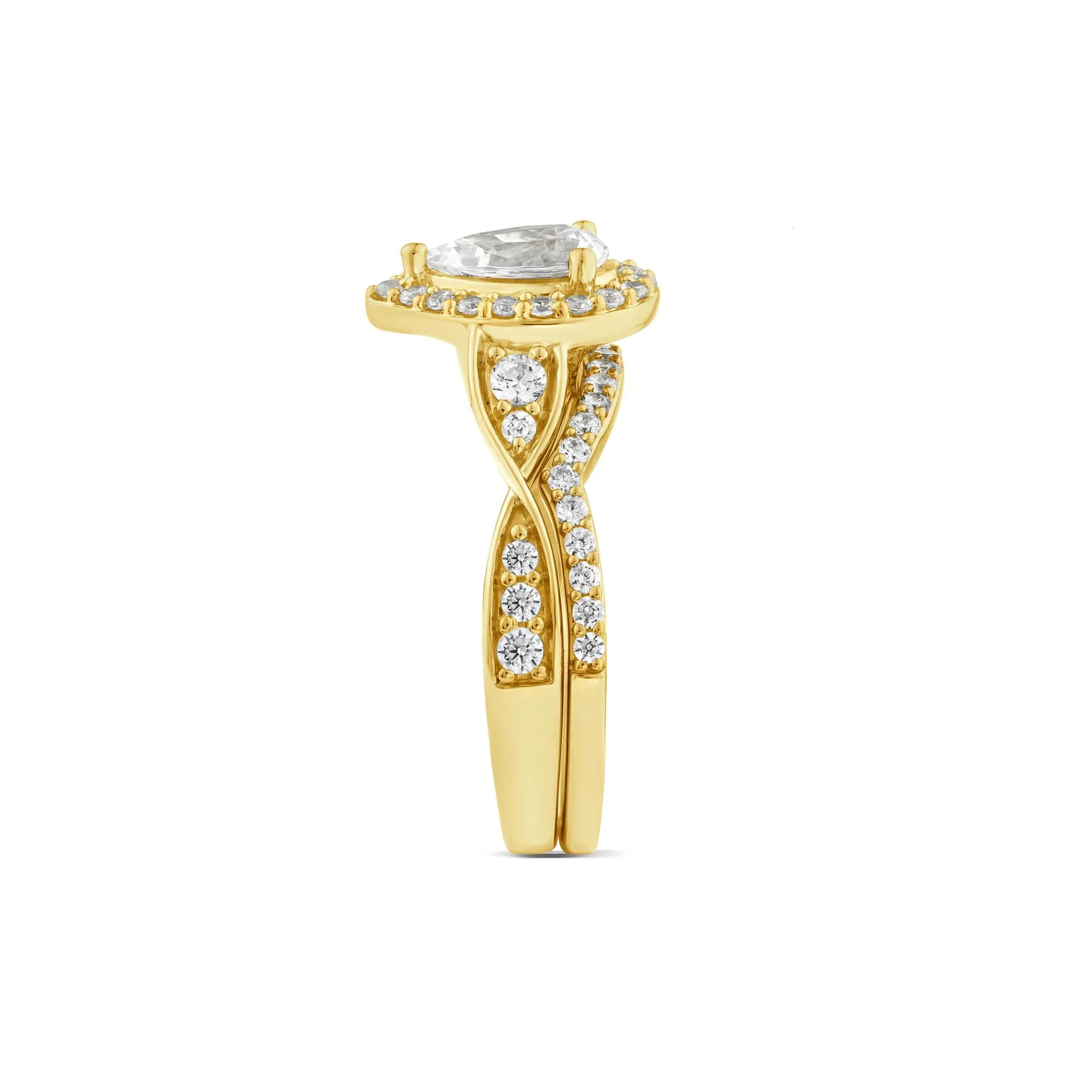 1/3 CT. Tw. Lab Grown Diamond Pear-Shaped Engagement Ring 10K Yellow Gold Round Brilliant Cut Size 6.5 - Image 3