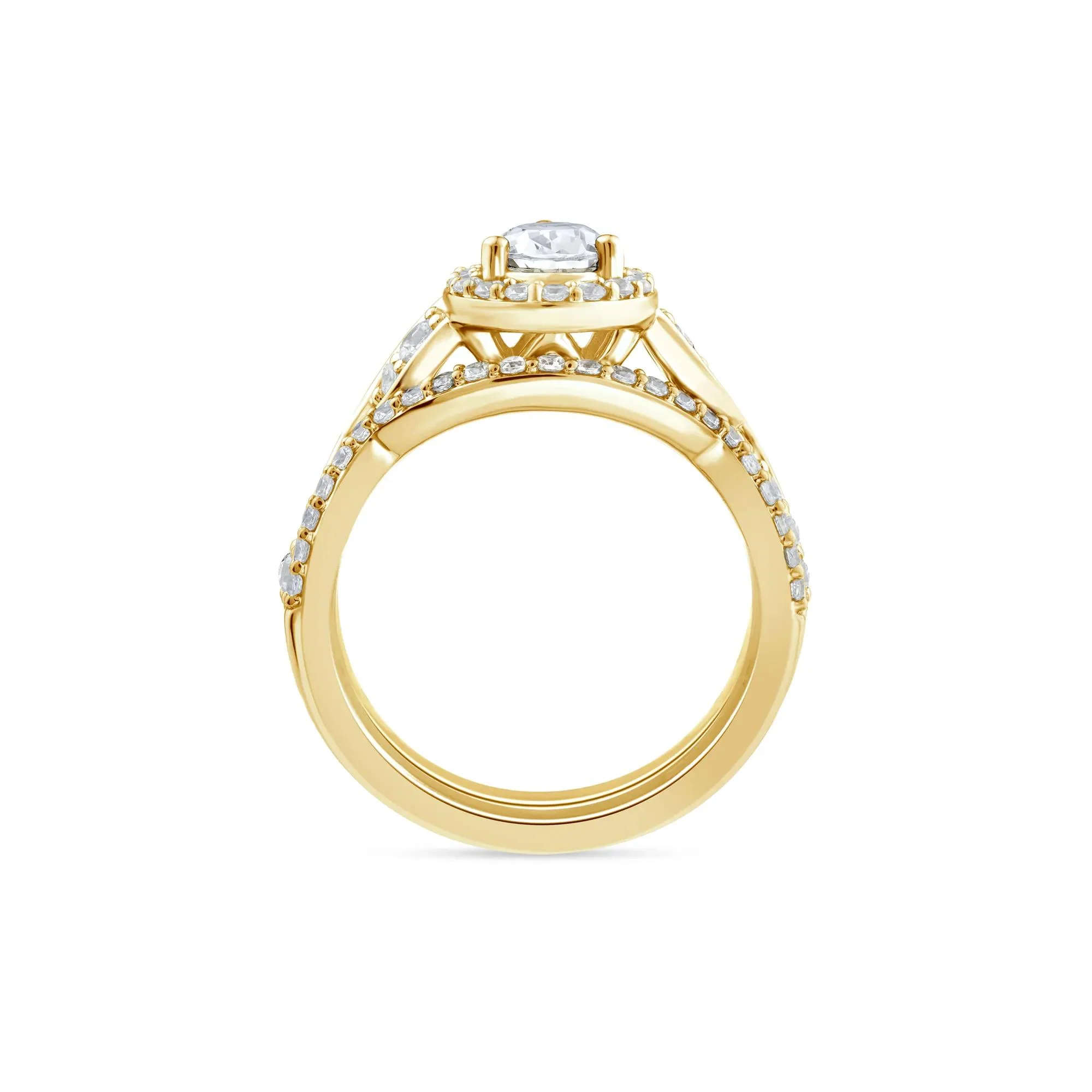 1/3 CT. Tw. Lab Grown Diamond Pear-Shaped Engagement Ring 10K Yellow Gold Round Brilliant Cut Size 8 - Image 2