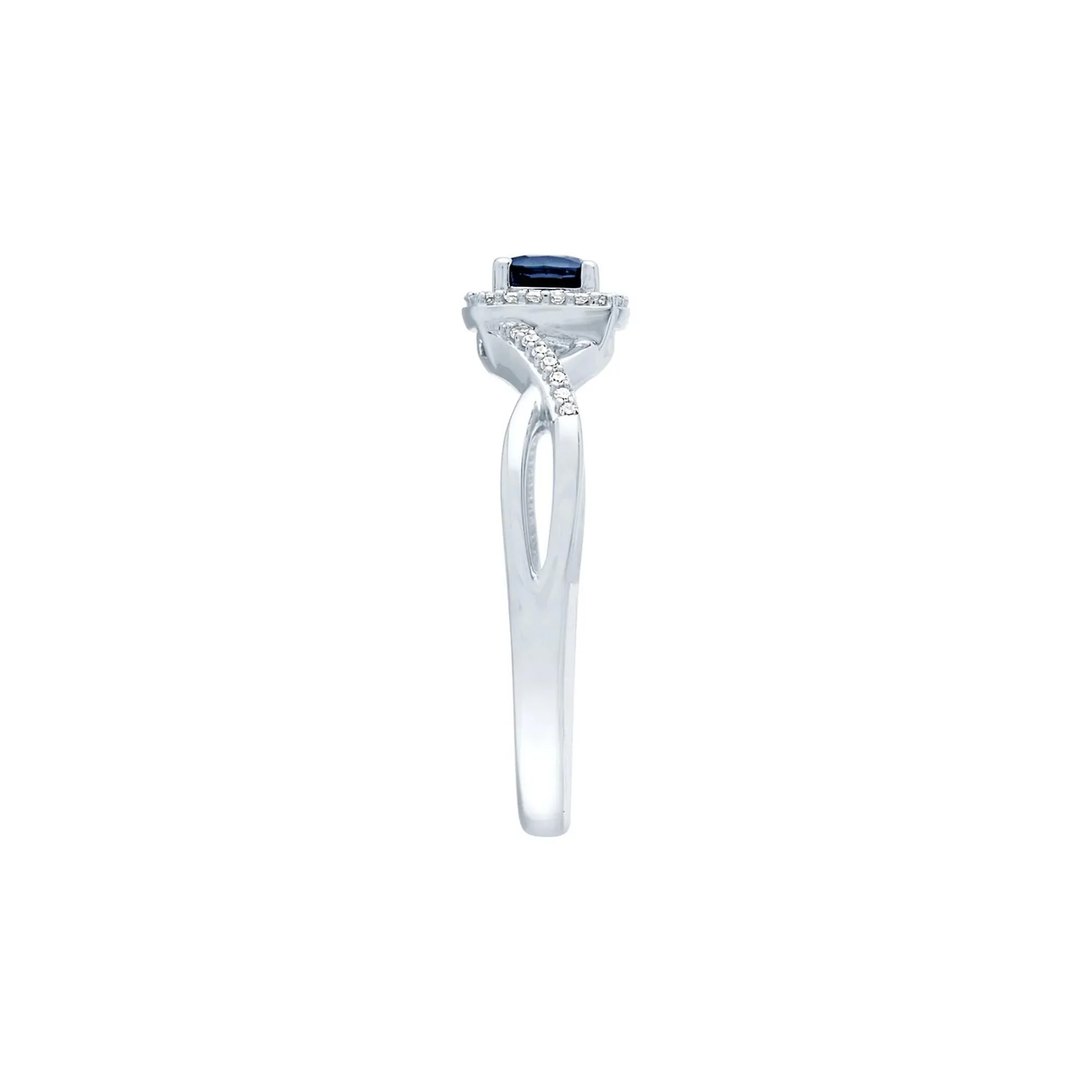 Sapphire & Diamond Promise Ring 10K White Gold Size 5 - Image 2